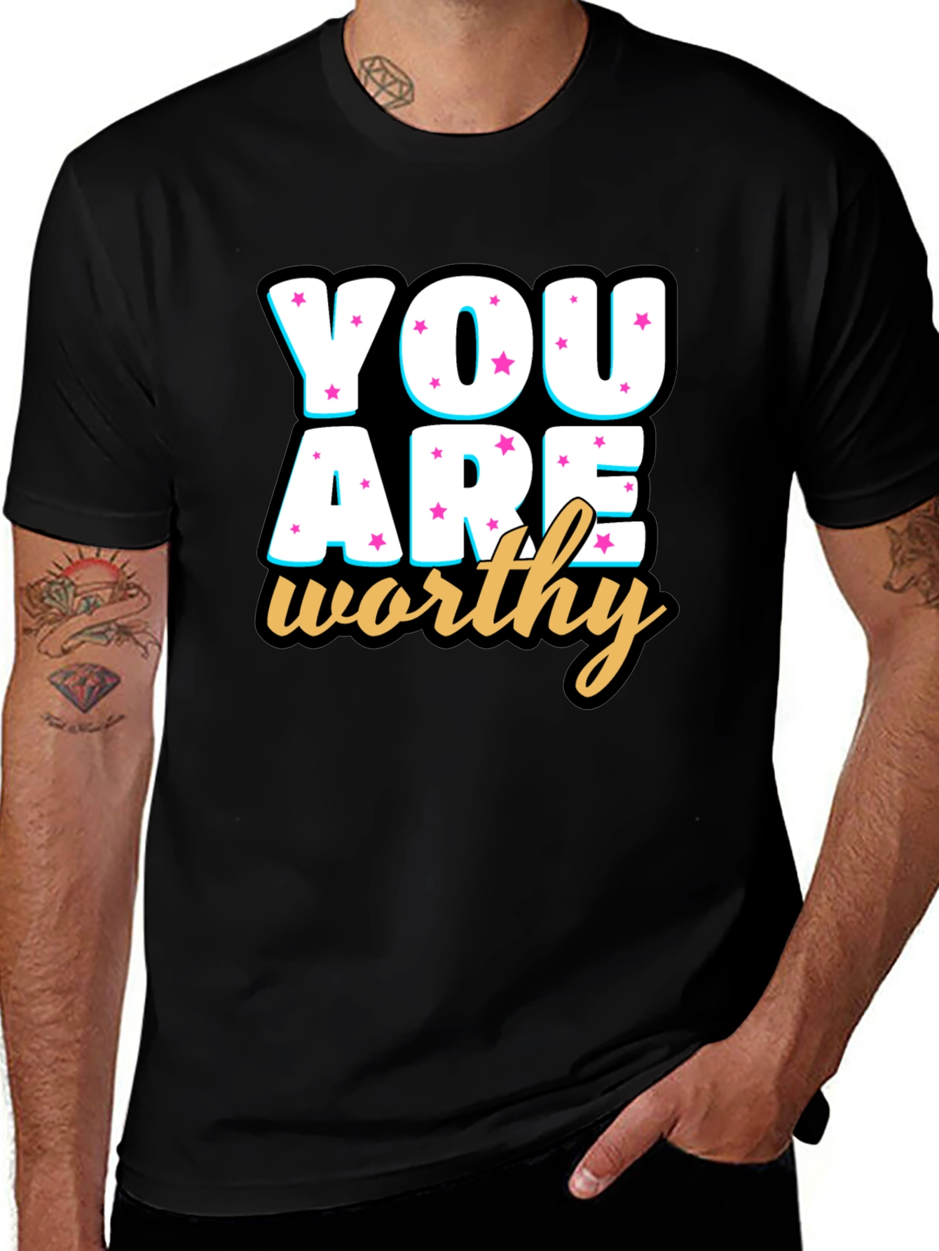 Variant 9 of You Are Worthy Black Graphic Tee
