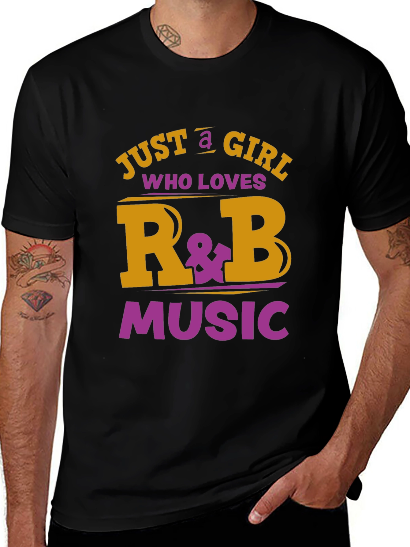 Variant 12 of Just a Girl Who Loves R&B Music Graphic T-Shirt