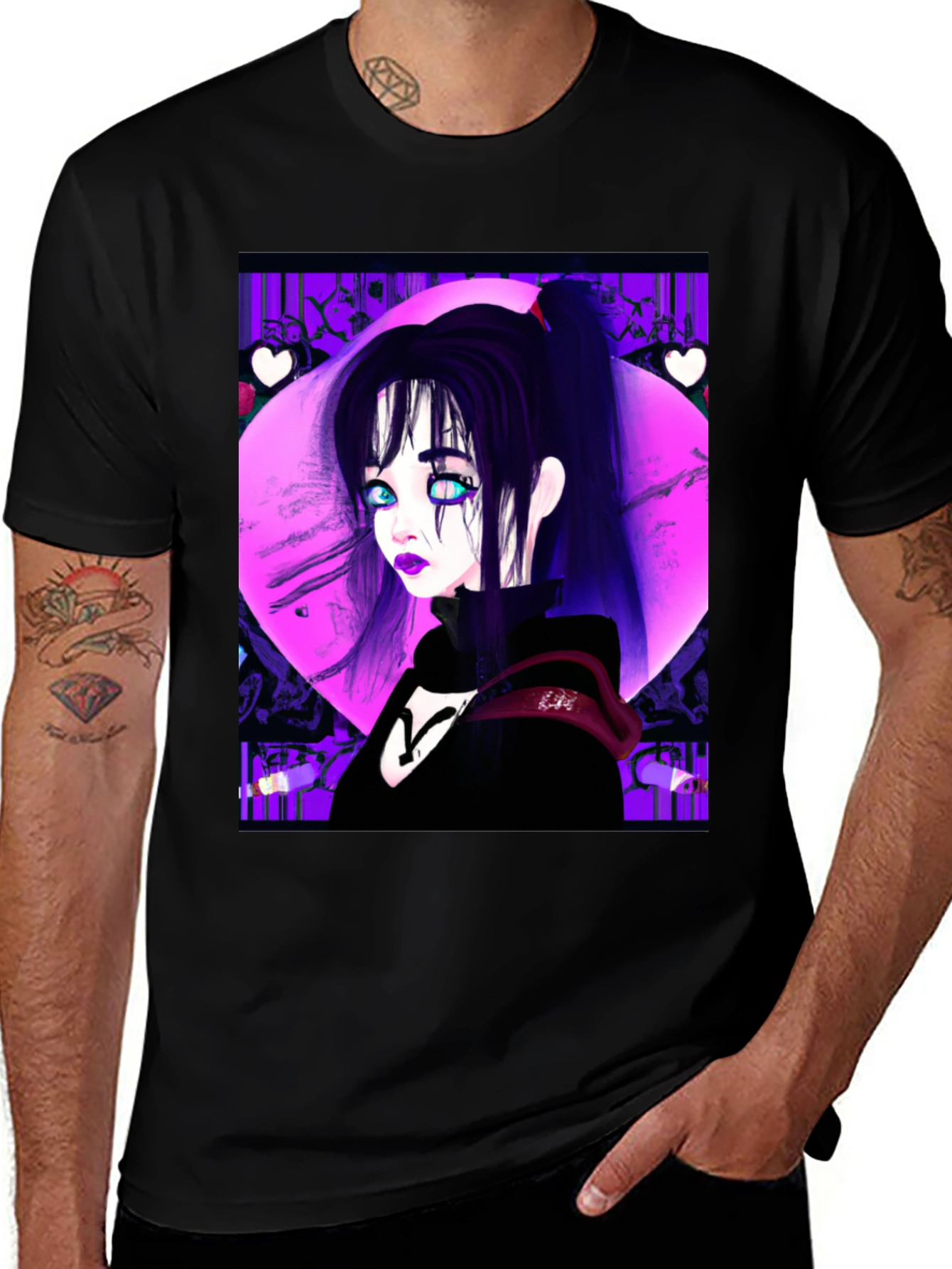 Variant 22 of Goth Anime Graphic Tee - Black