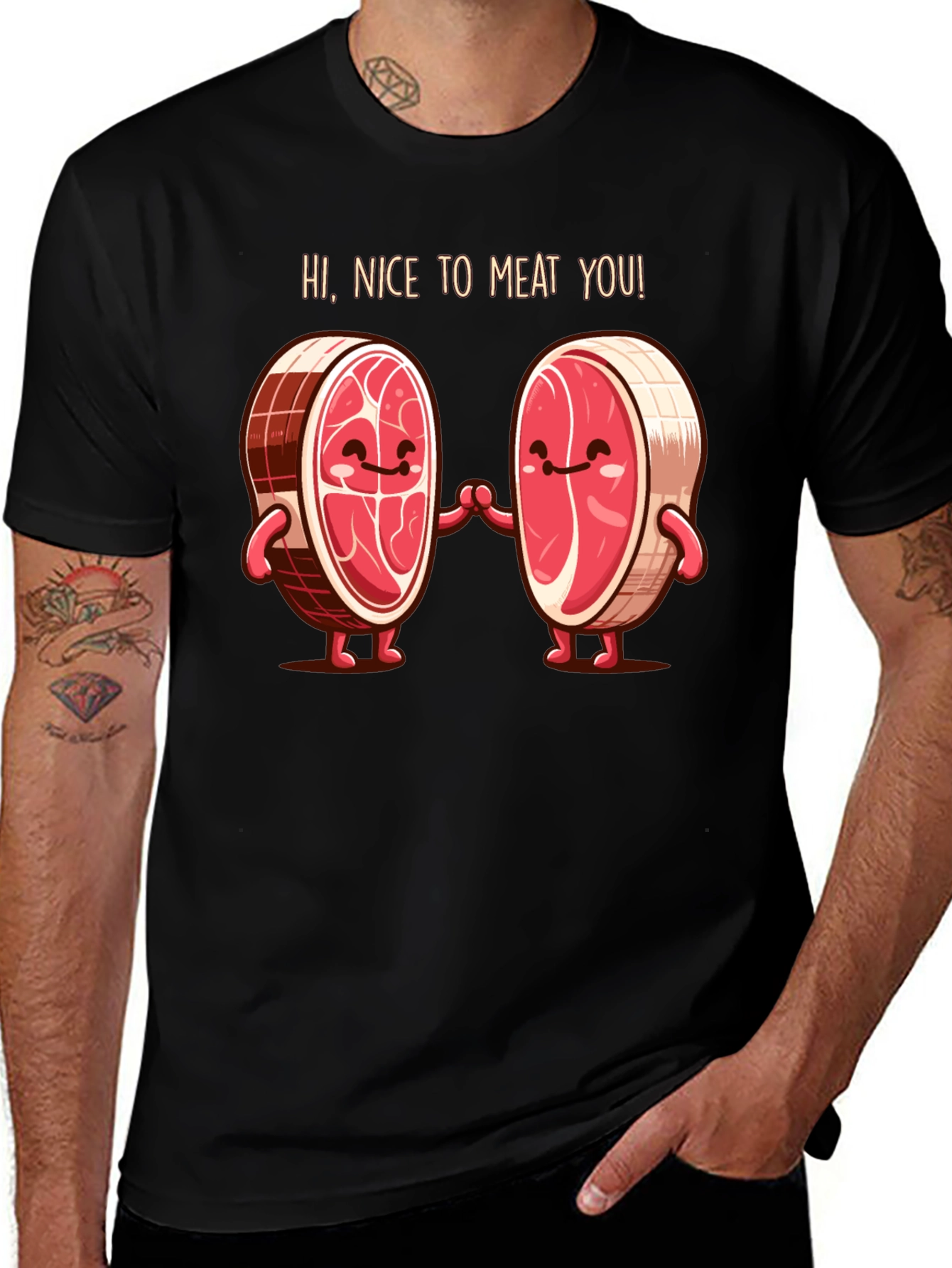 Variant 24 of Funny "Nice To Meat You" Graphic T-Shirt