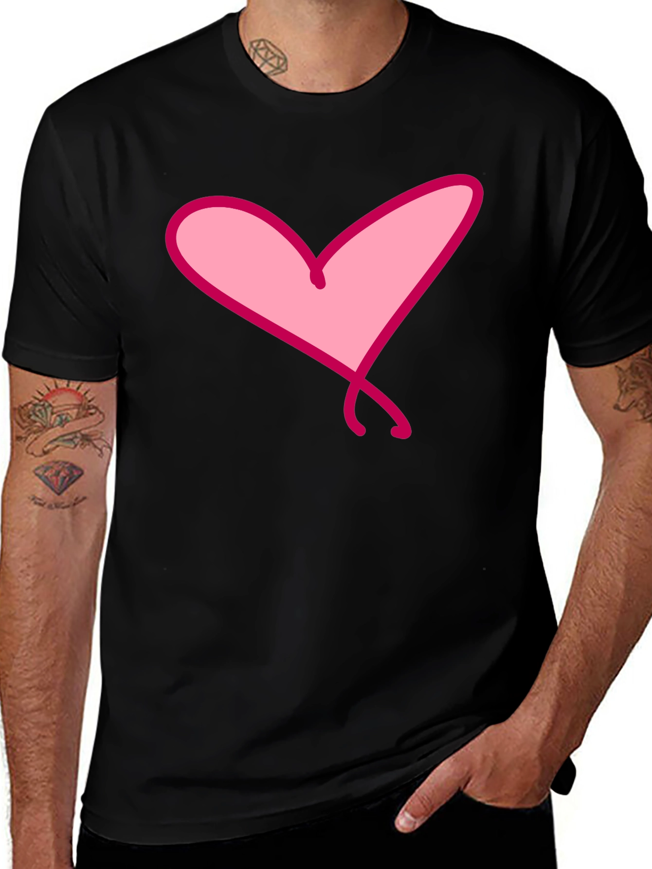 Variant 8 of Heart Graphic Black Tee - Stylish Casual Wear