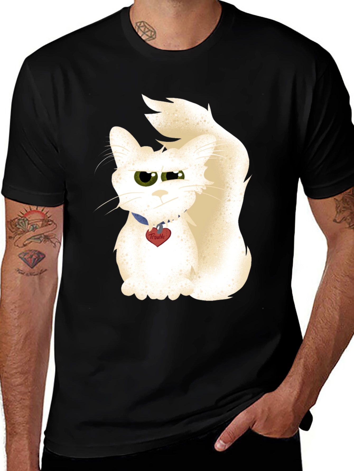 Variant 15 of Funny Cat Graphic T-Shirt - Trouble Maker Tee