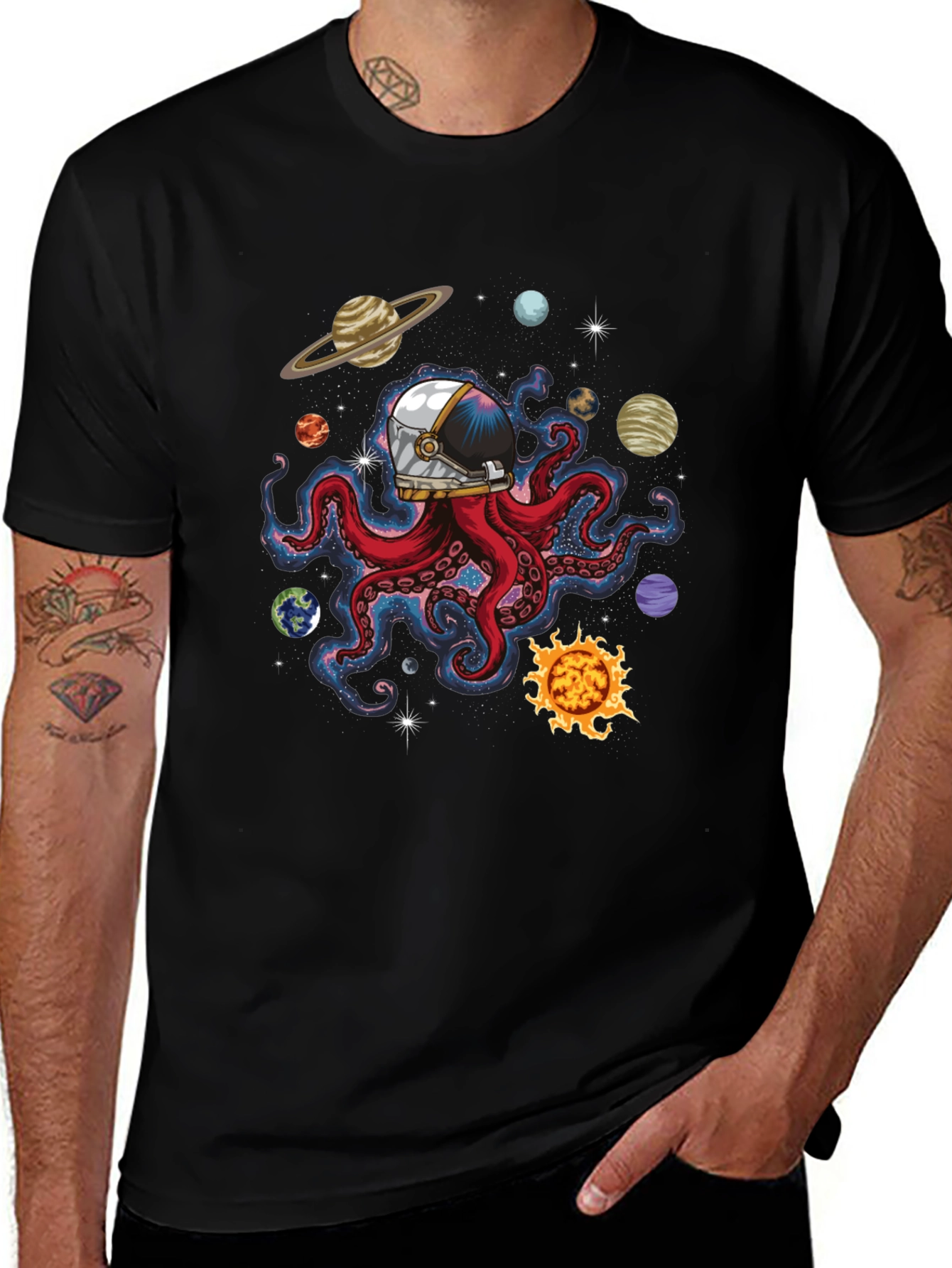 Variant 21 of Space Octopus Graphic Tee - Black