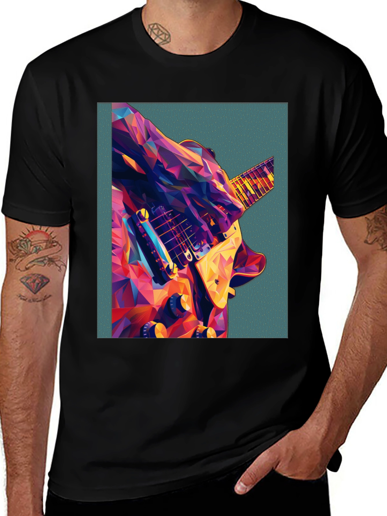 Variant 15 of Abstract Guitar Graphic Tee - Music Lover Shirt