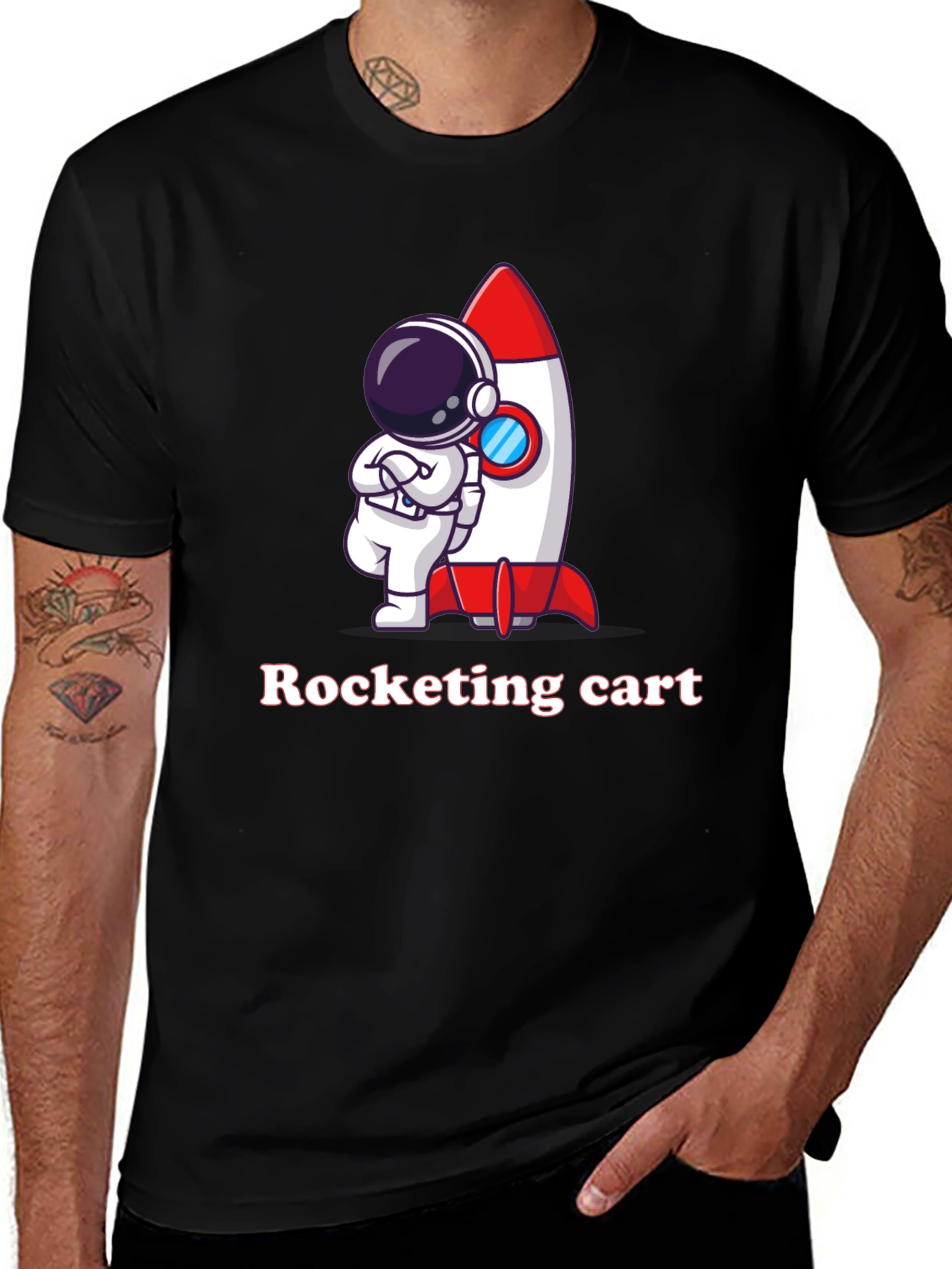 Variant 18 of Cartoon Astronaut & Rocket Graphic T-Shirt