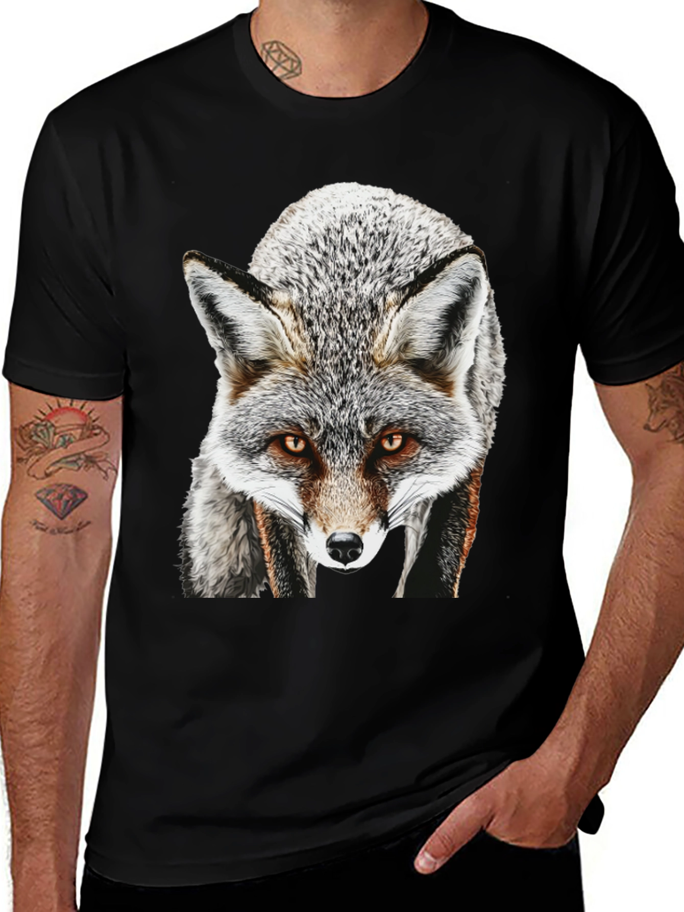 Variant 28 of Fox Graphic T-Shirt - Men's Black Crew Neck Tee