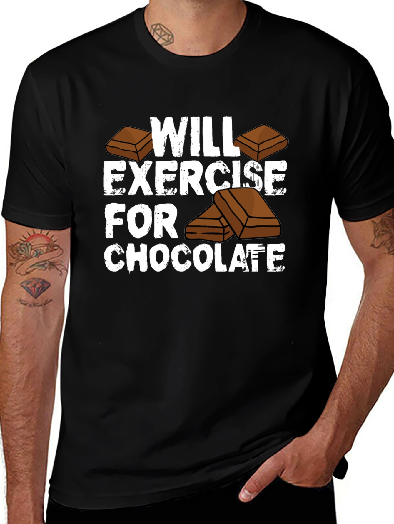 Variant 10 of Will Exercise For Chocolate Funny T-Shirt