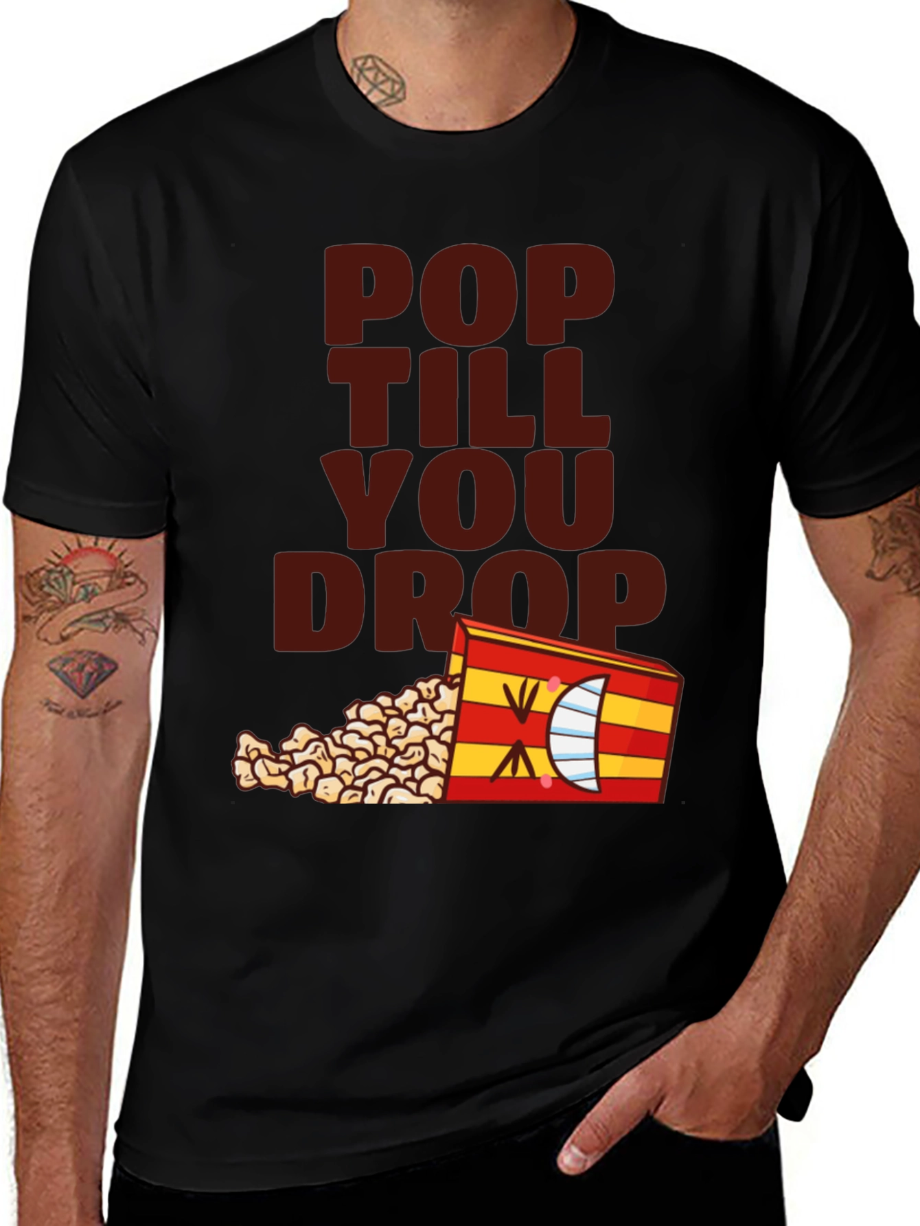 Black Pop Till You Drop T-Shirt - Black Novelty Tee main image