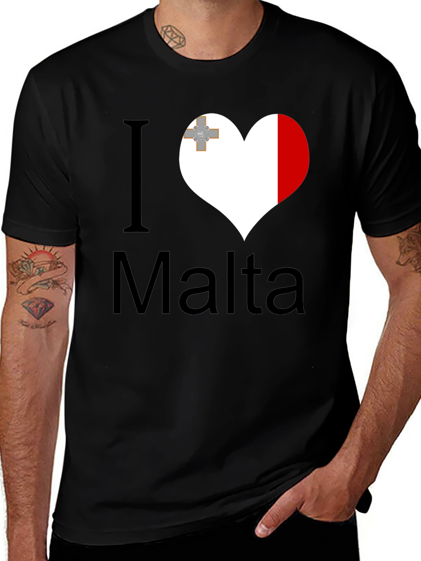 I Heart Malta T-Shirt - Black Crew Neck