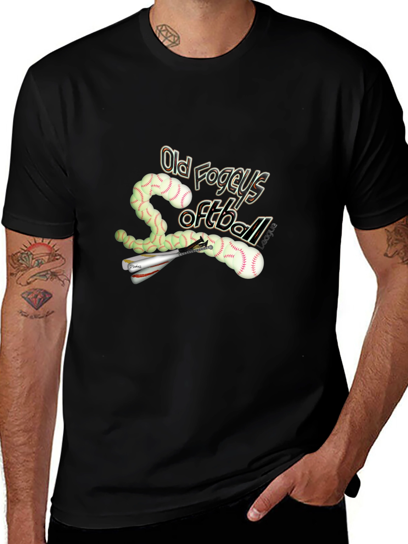 Variant 4 of Old Fogeys Softball T-Shirt, Novelty Graphic Tee