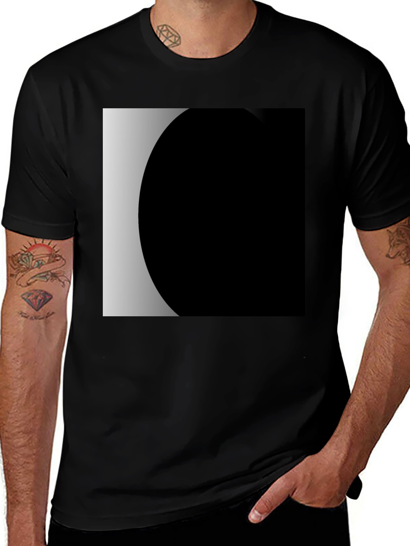Variant 24 of Modern Black T-Shirt with Geometric Design