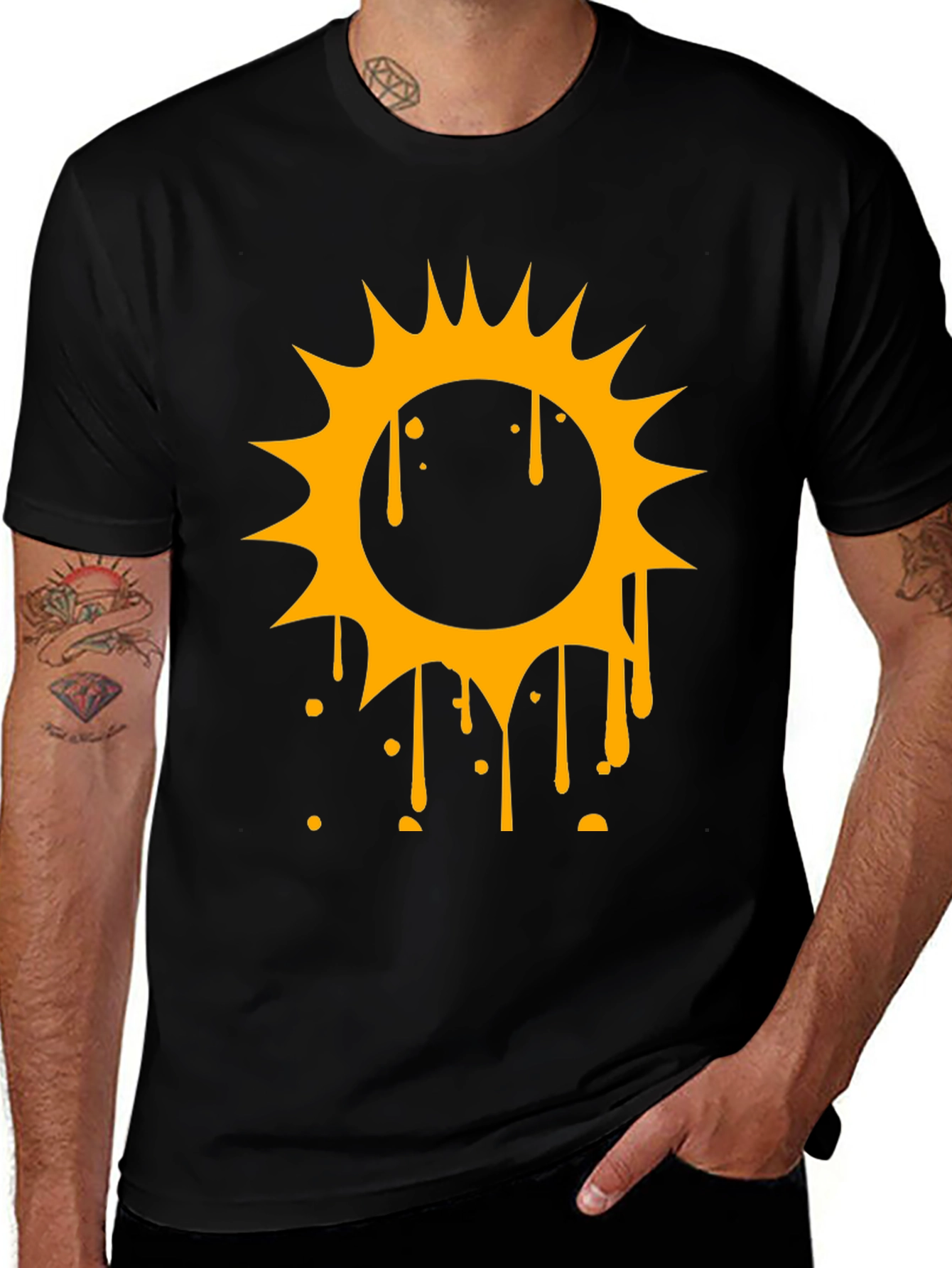 Variant 20 of Sun Drip Graphic Tee - Black Cotton Blend