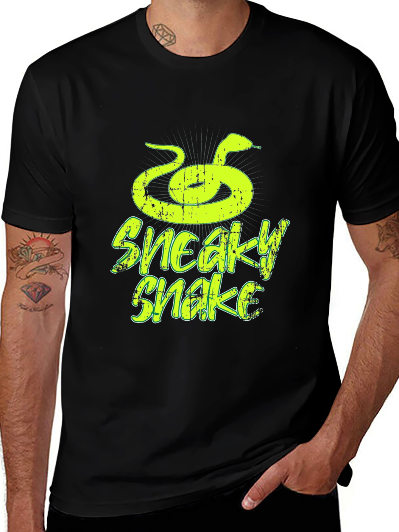 Variant 26 of Sneaky Snake Graphic Tee - Trendy Men's T-Shirt