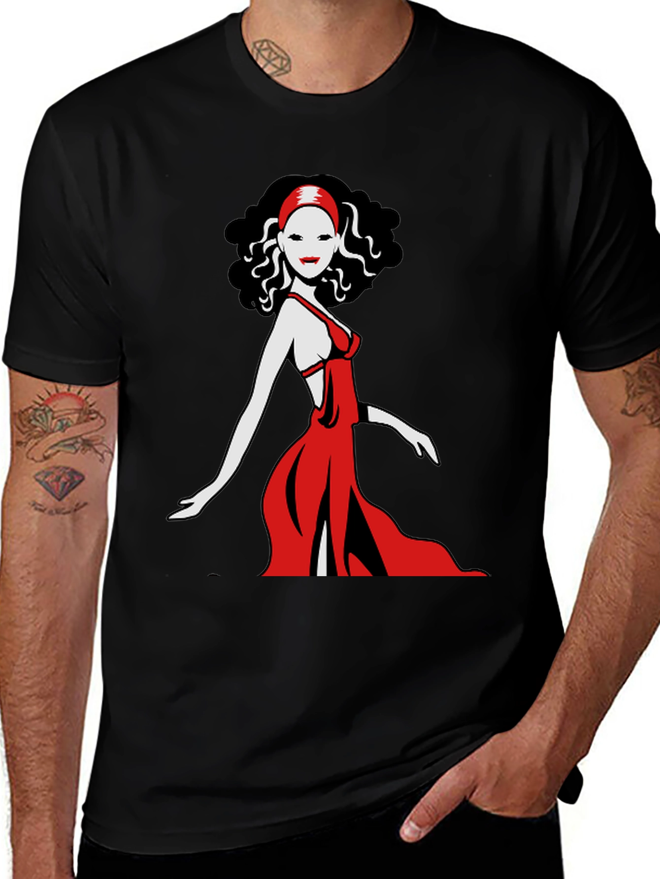 Variant 17 of Stylish Woman Graphic Tee - Black