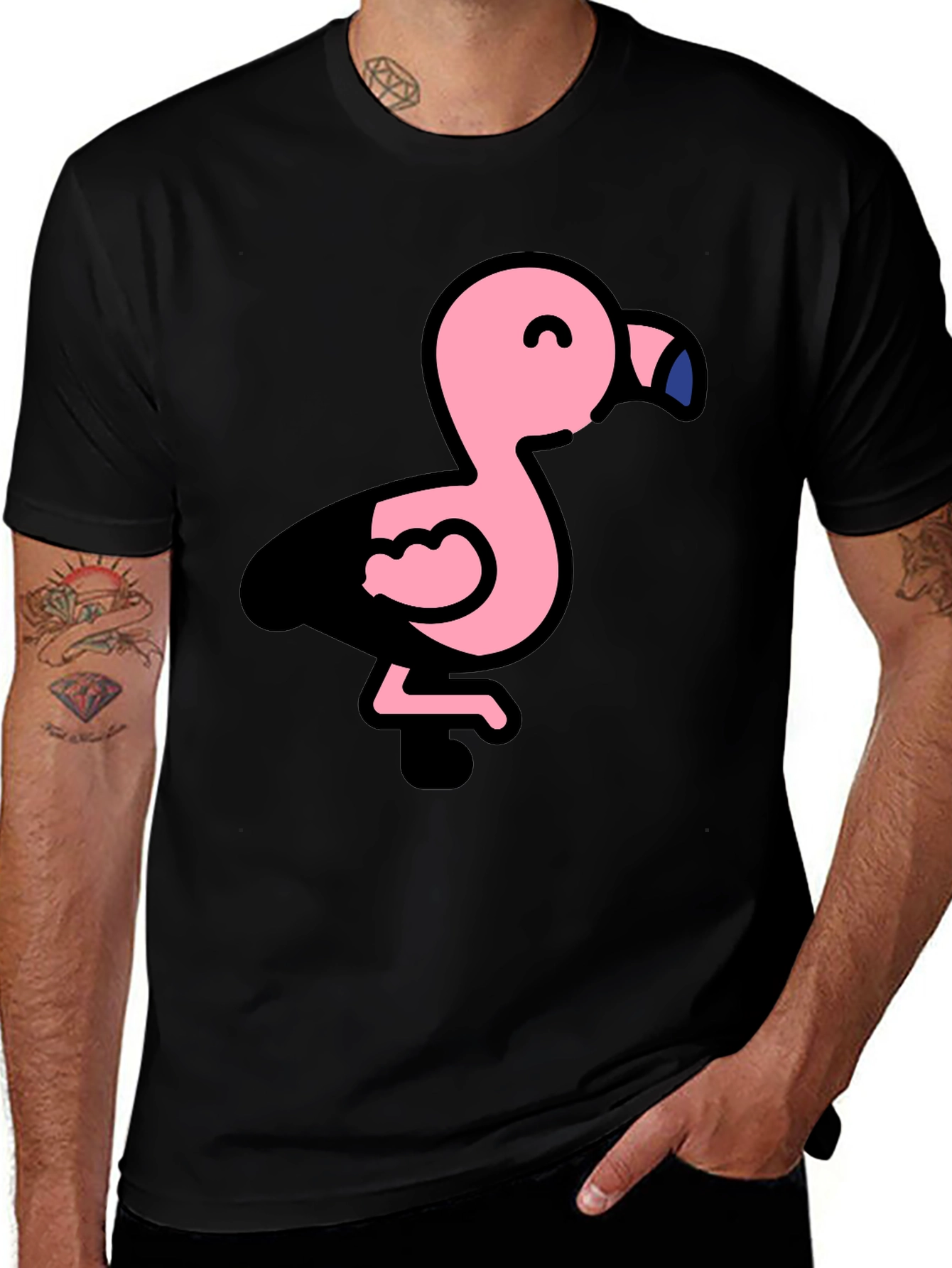 Variant 12 of Cute Flamingo Black T-Shirt