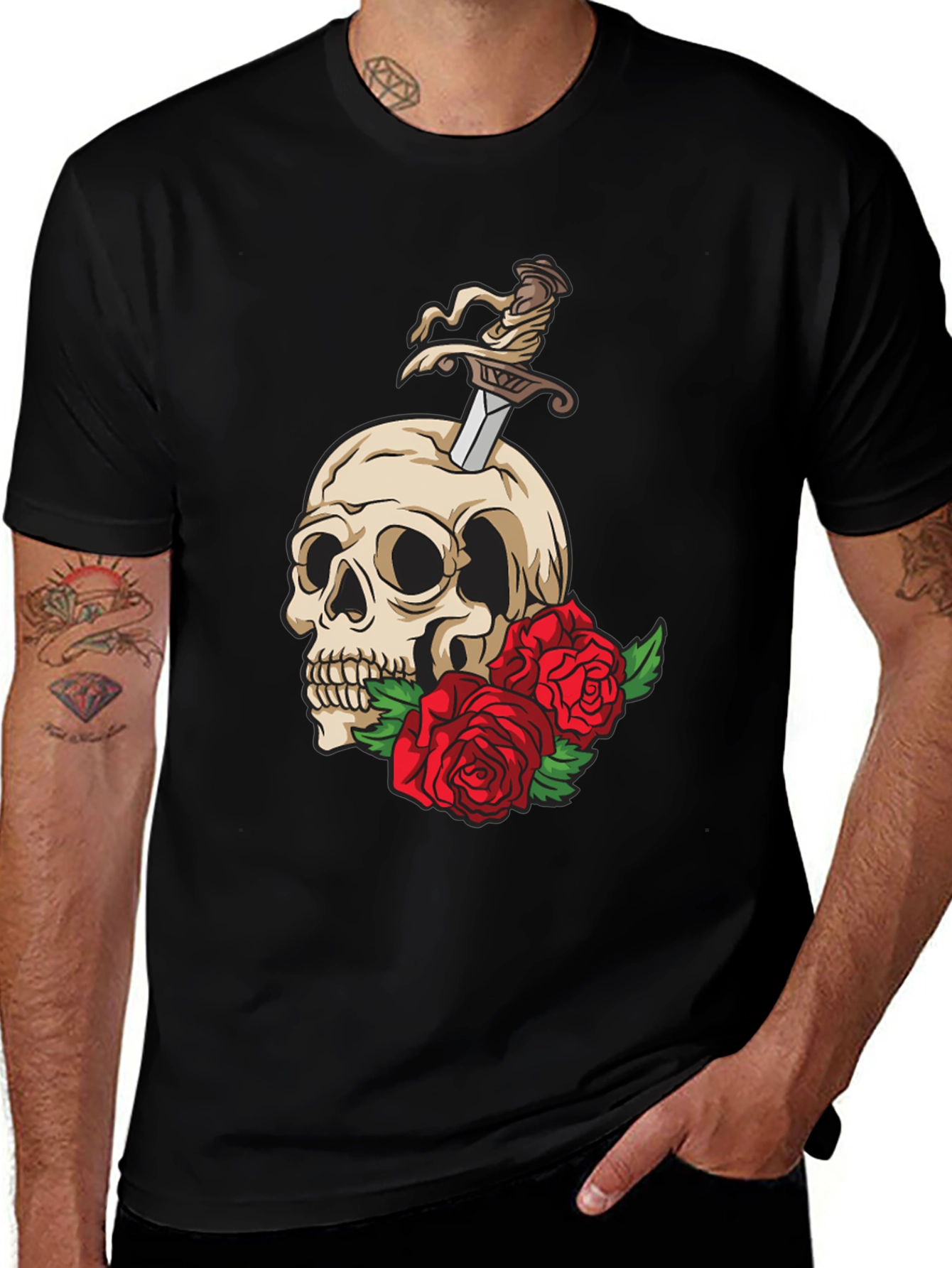 Variant 26 of Skull Dagger & Roses Graphic T-Shirt