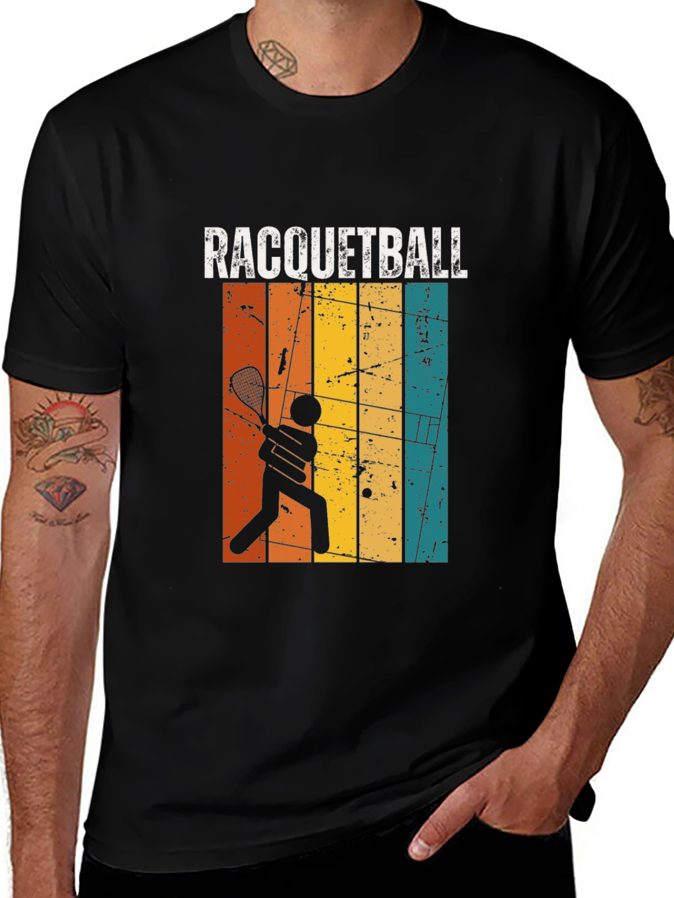 Racquetball Player Graphic Tee - Retro Style