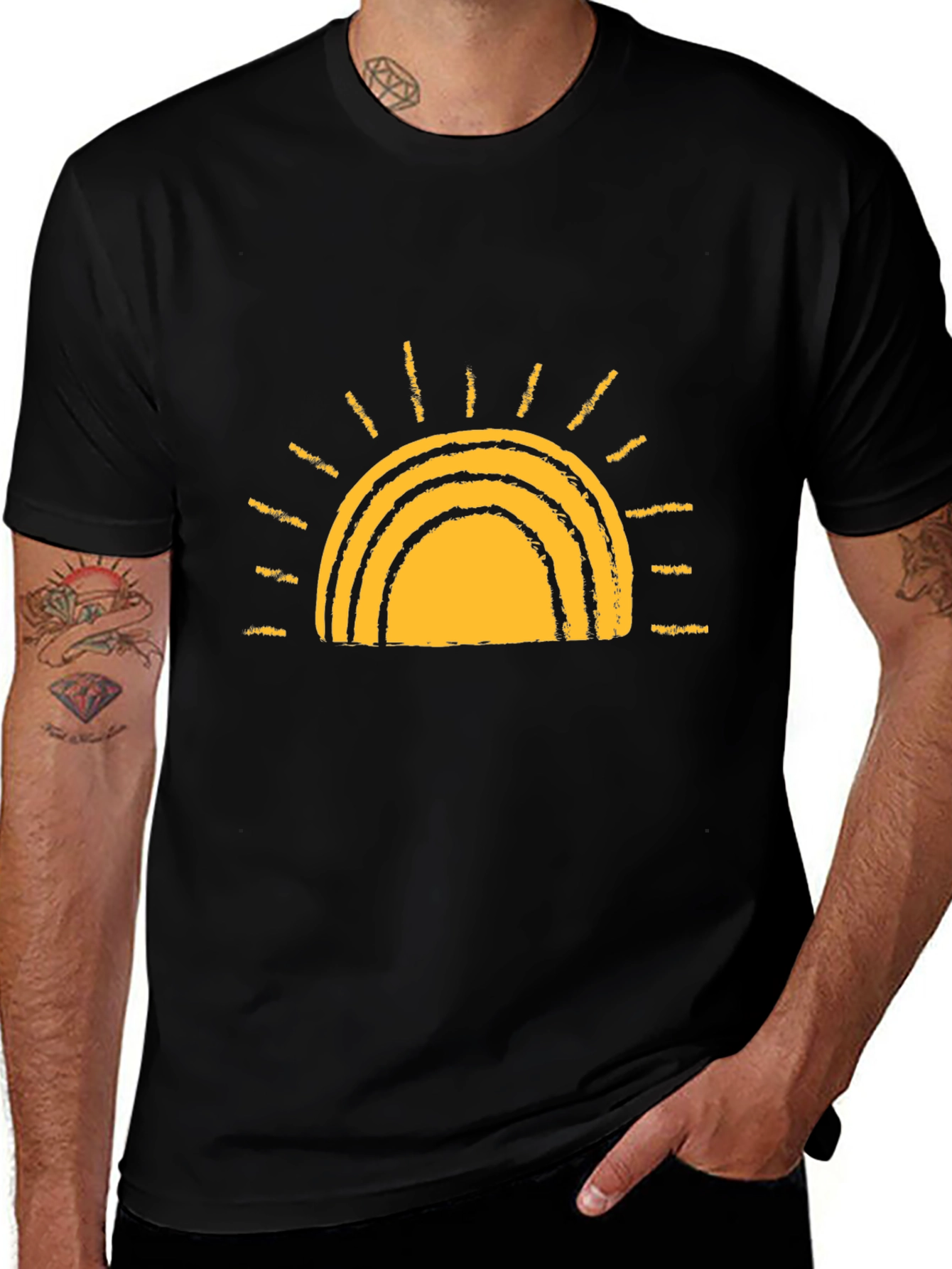 Variant 4 of Sunrise Graphic Black T-Shirt | Casual Comfort