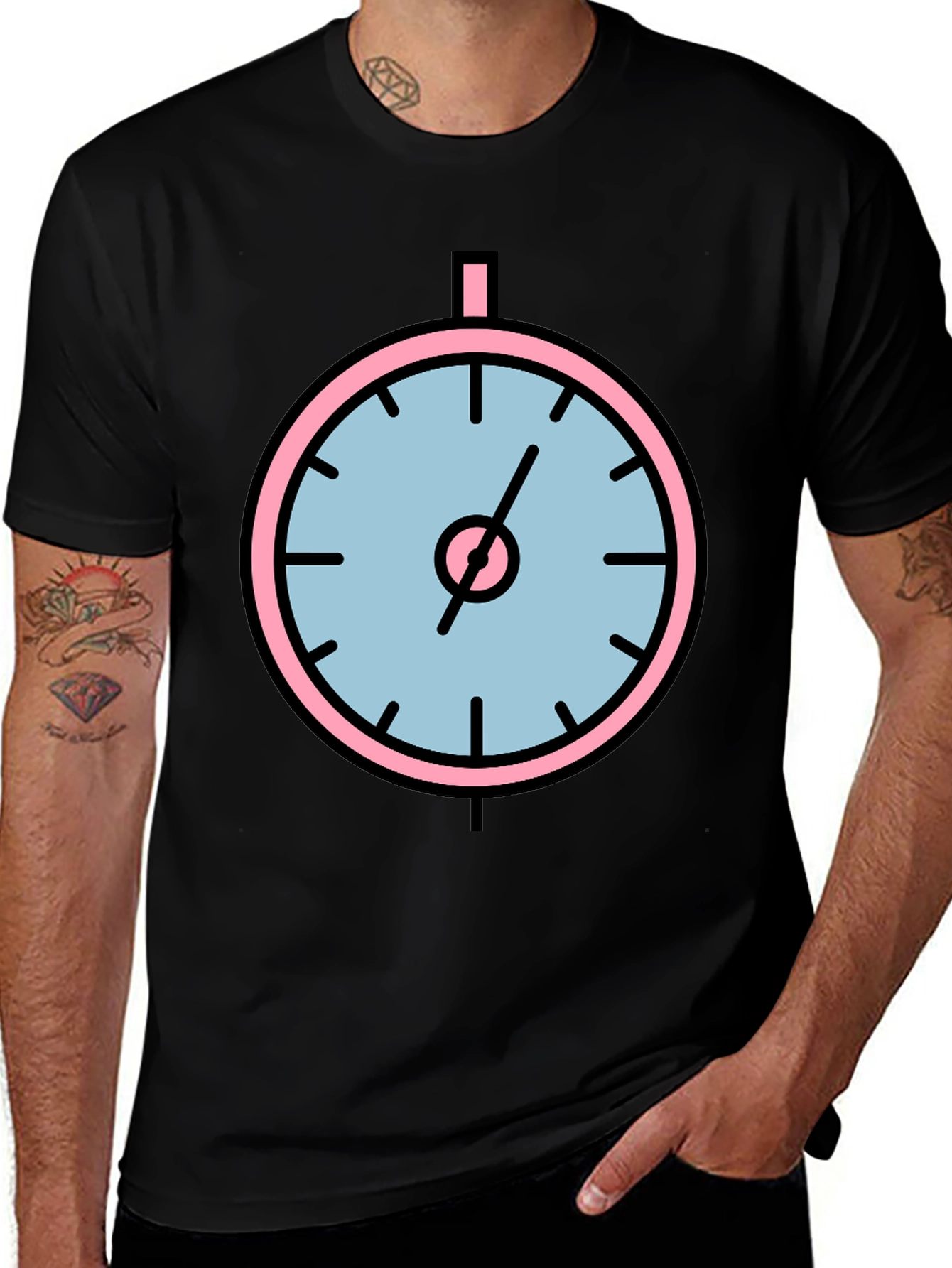 Variant 14 of Clock Graphic Black T-Shirt