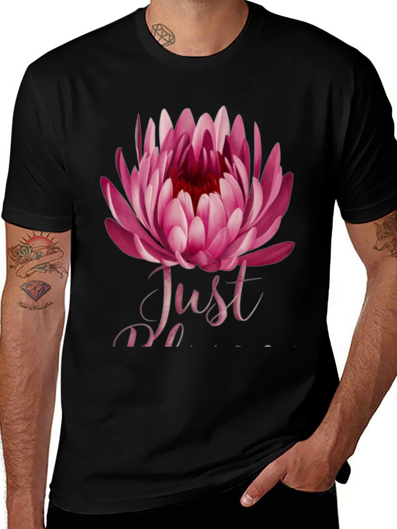 Floral "Just Do It" Men's Black T-Shirt