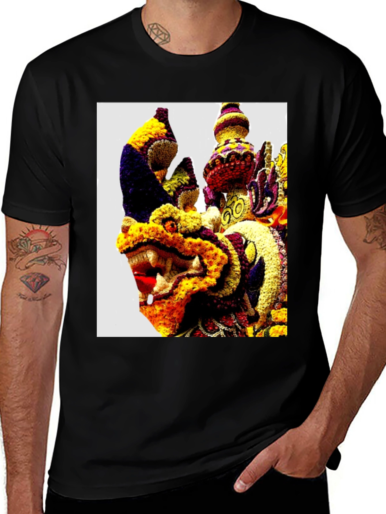 Variant 14 of Dragon Floral Art Graphic Tee