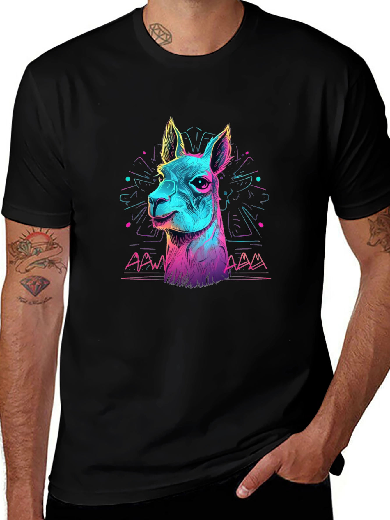 Variant 11 of Neon Llama Graphic Tee - Retro Animal Shirt