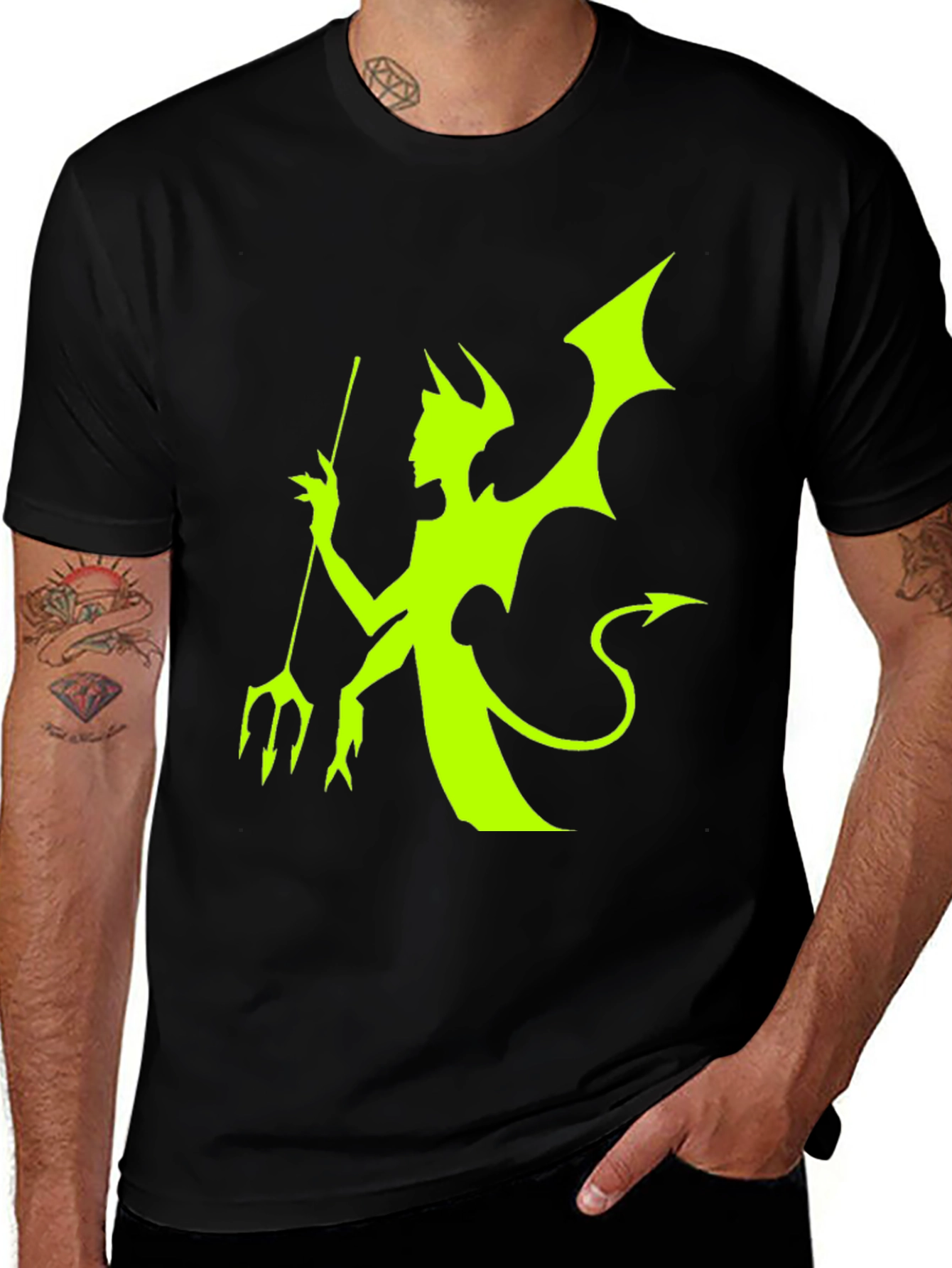 Neon Devil Graphic Black T-Shirt