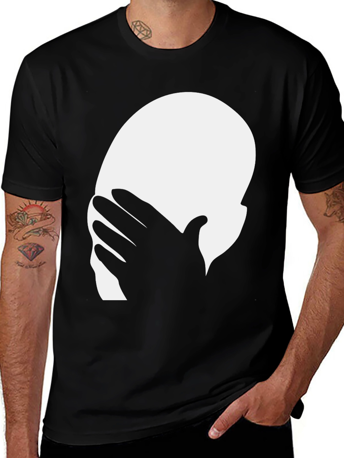 Variant 25 of Face Palm Graphic Tee - Black Cotton T-Shirt