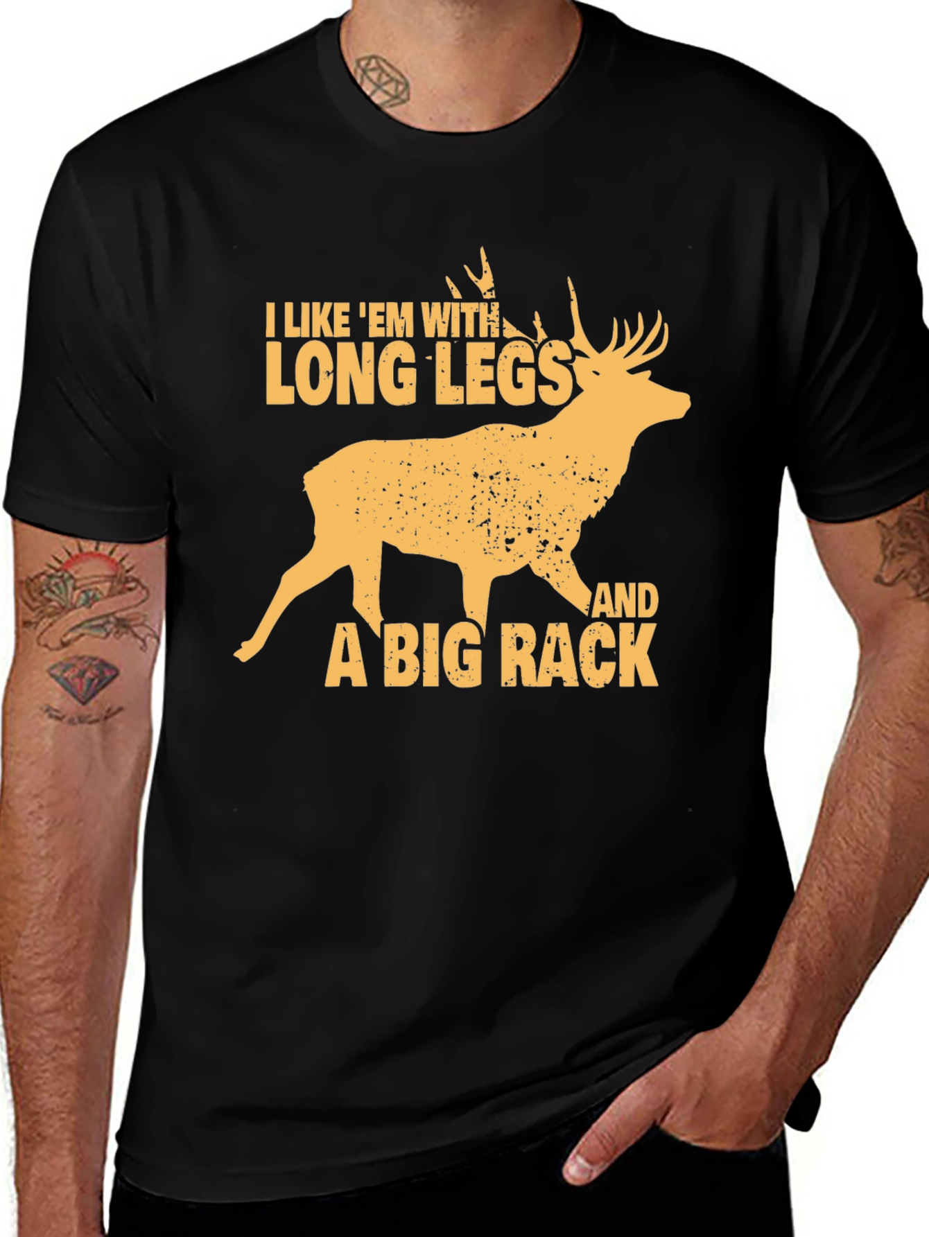 Variant 3 of Funny Deer Hunter T-Shirt - Long Legs & Big Rack
