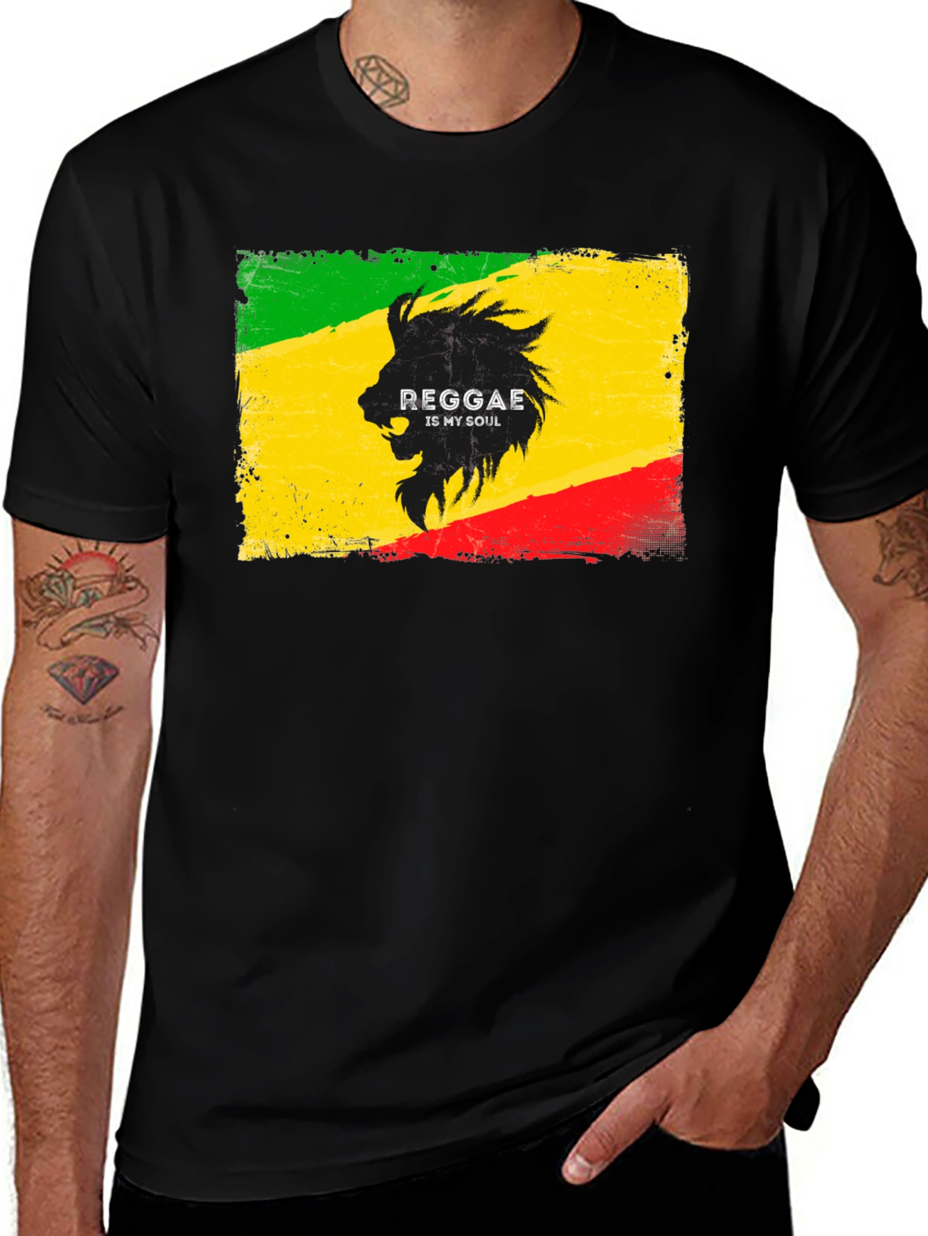 Variant 16 of Reggae is My Soul T-Shirt - Lion Graphic Tee