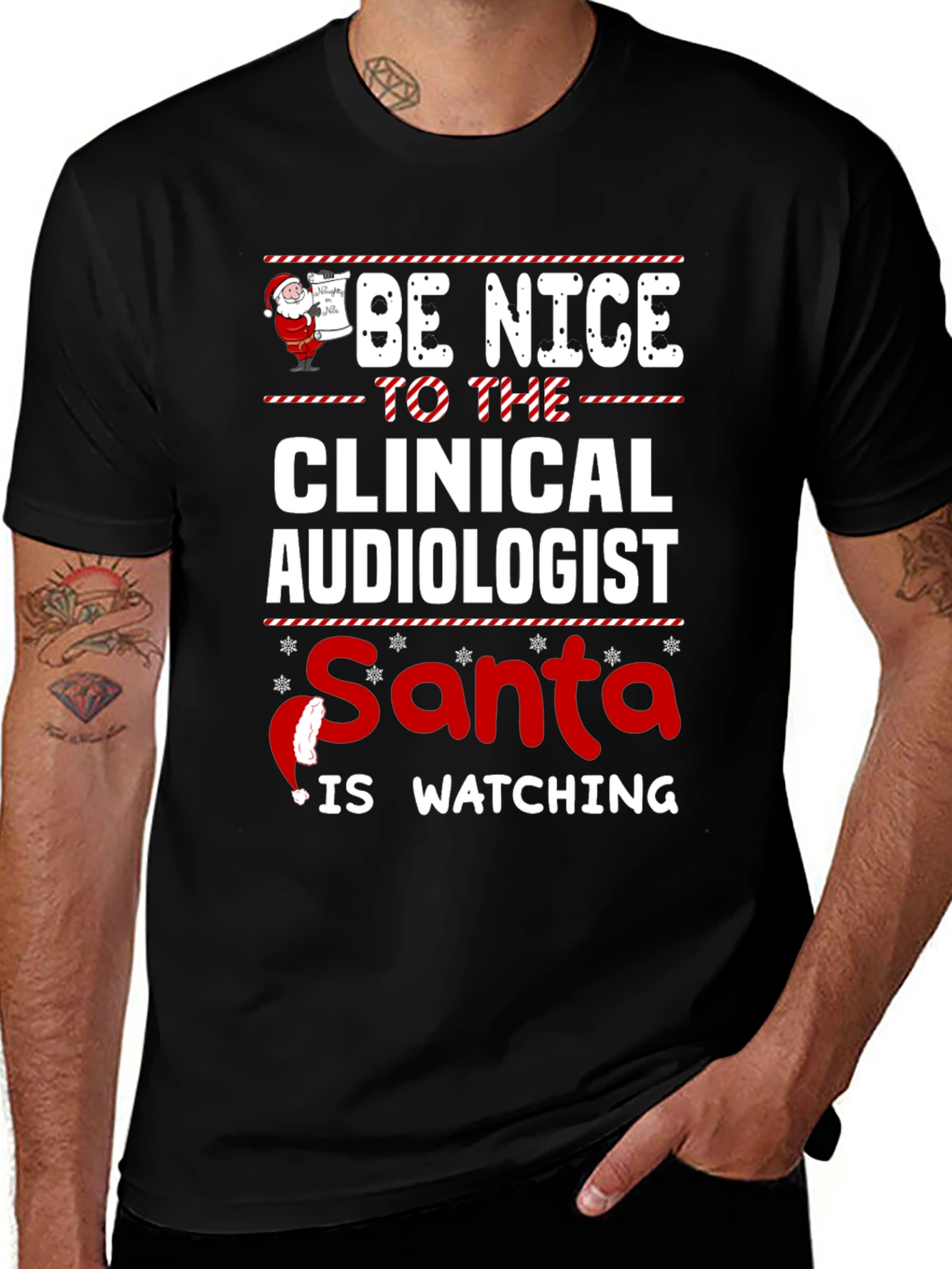Clinical Audiologist Santa Watching T-Shirt