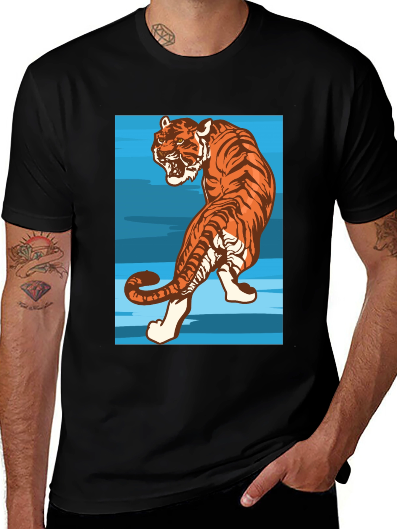 Variant 25 of Tiger Graphic Tee - Men's Black T-Shirt