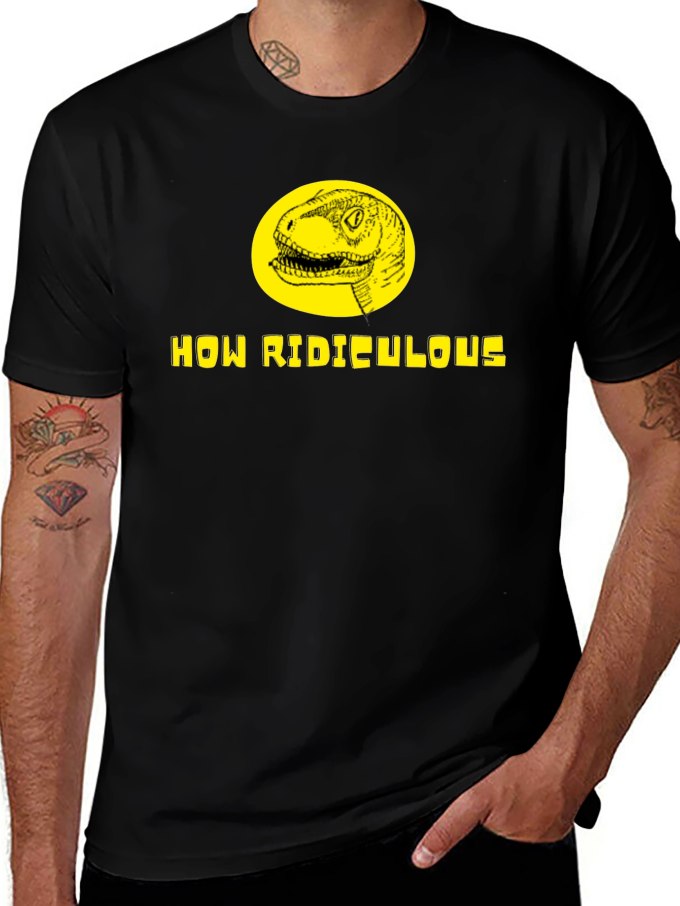 Variant 12 of How Ridiculous Dino T-Shirt - Black, Novelty Tee