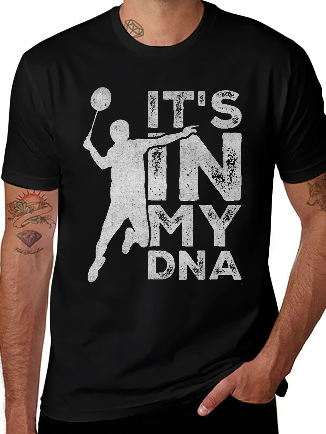 Variant 20 of Badminton DNA Graphic Tee - Black