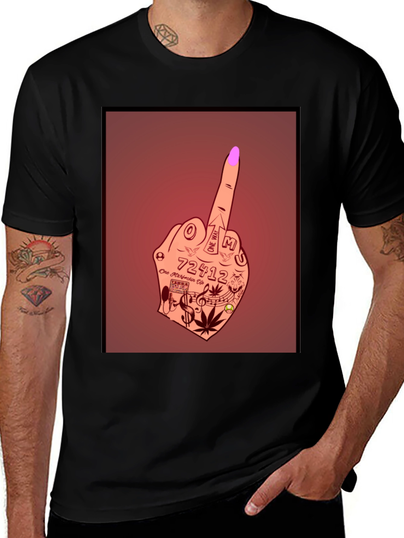 Variant 14 of Tattoo Hand Gesture Graphic Tee - Bold Style