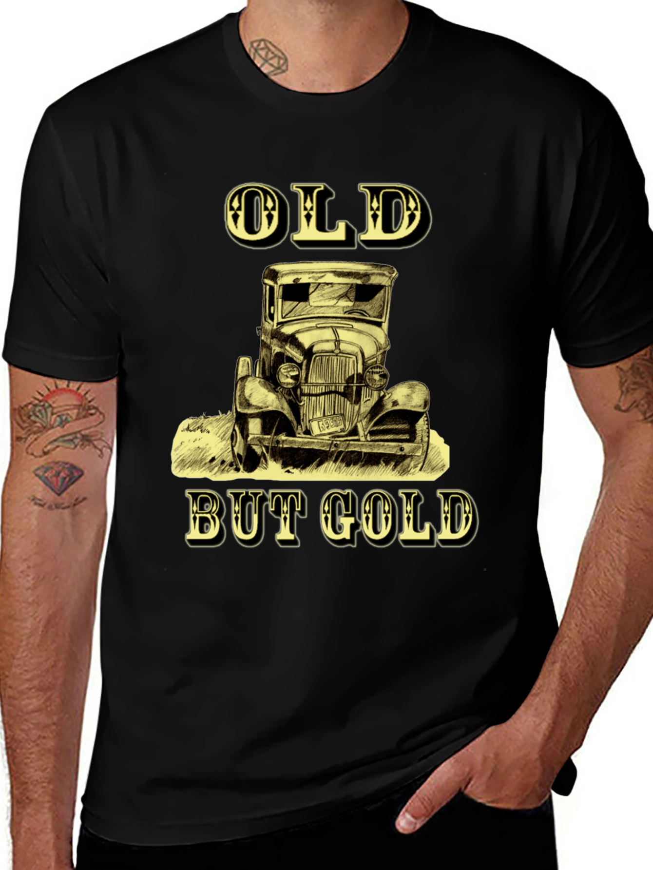 Variant 27 of Vintage Car Graphic T-Shirt - Old But Gold Tee