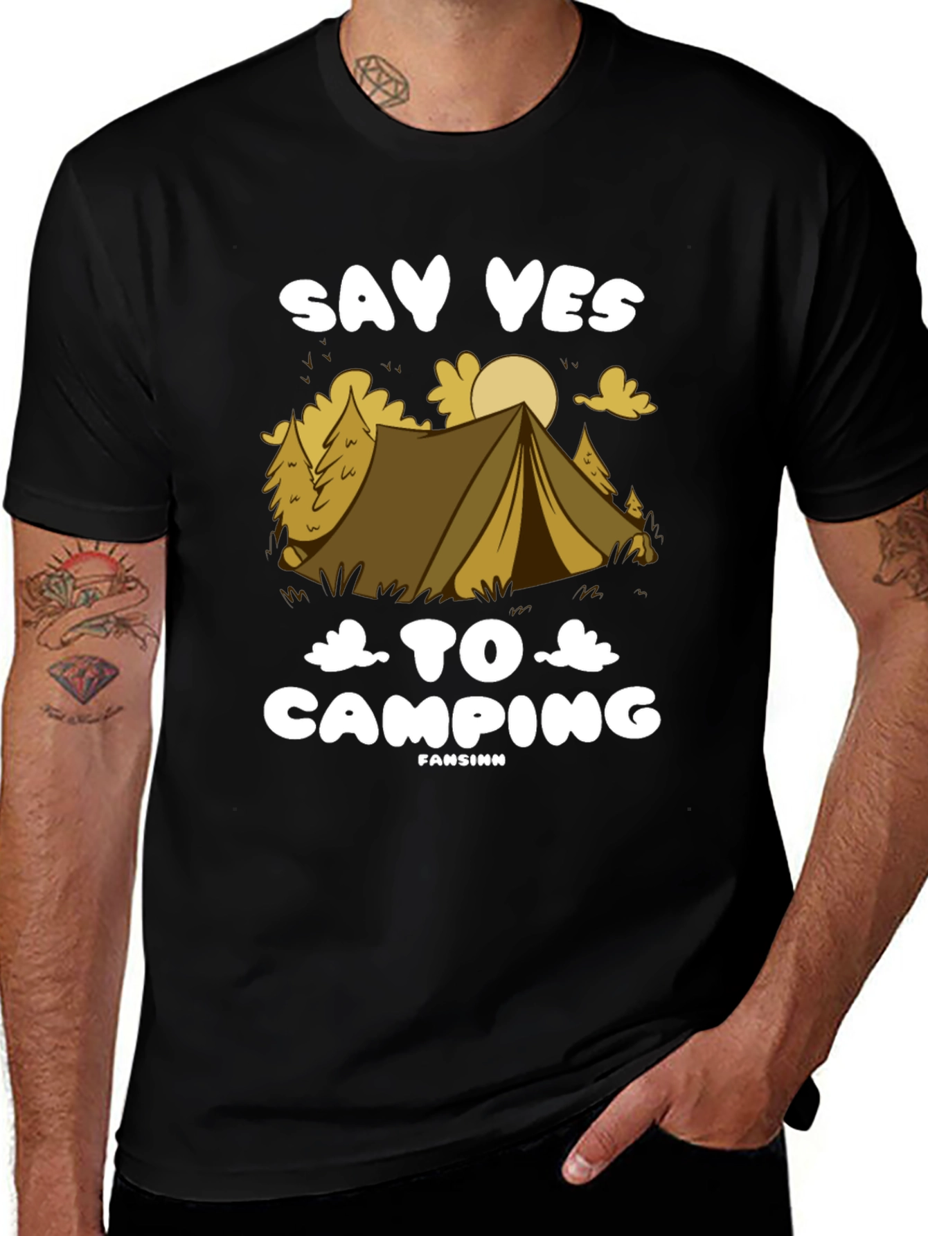 Variant 3 of Say Yes to Camping T-Shirt - Black