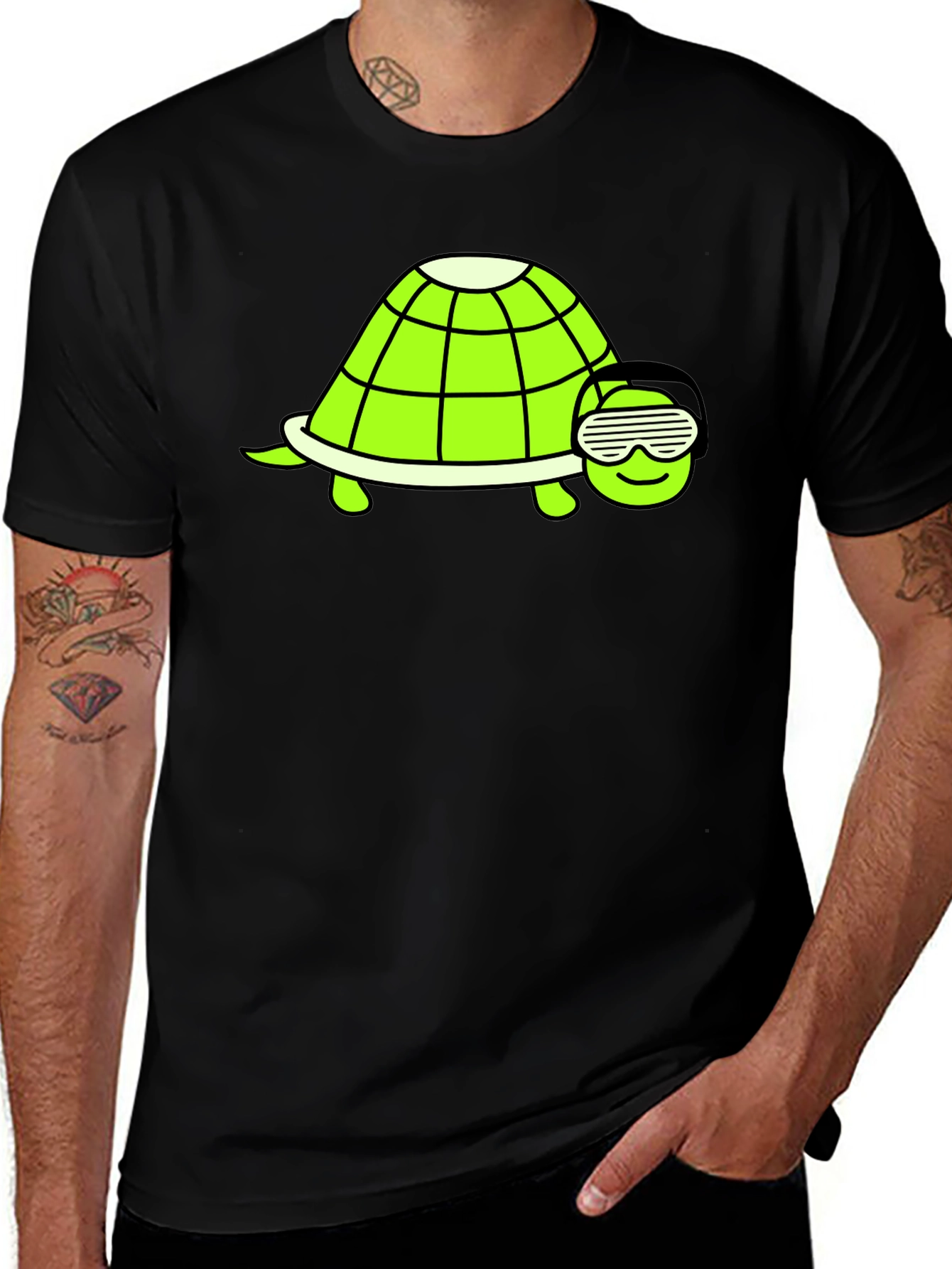 Variant 26 of Cool Turtle Graphic T-Shirt - Black