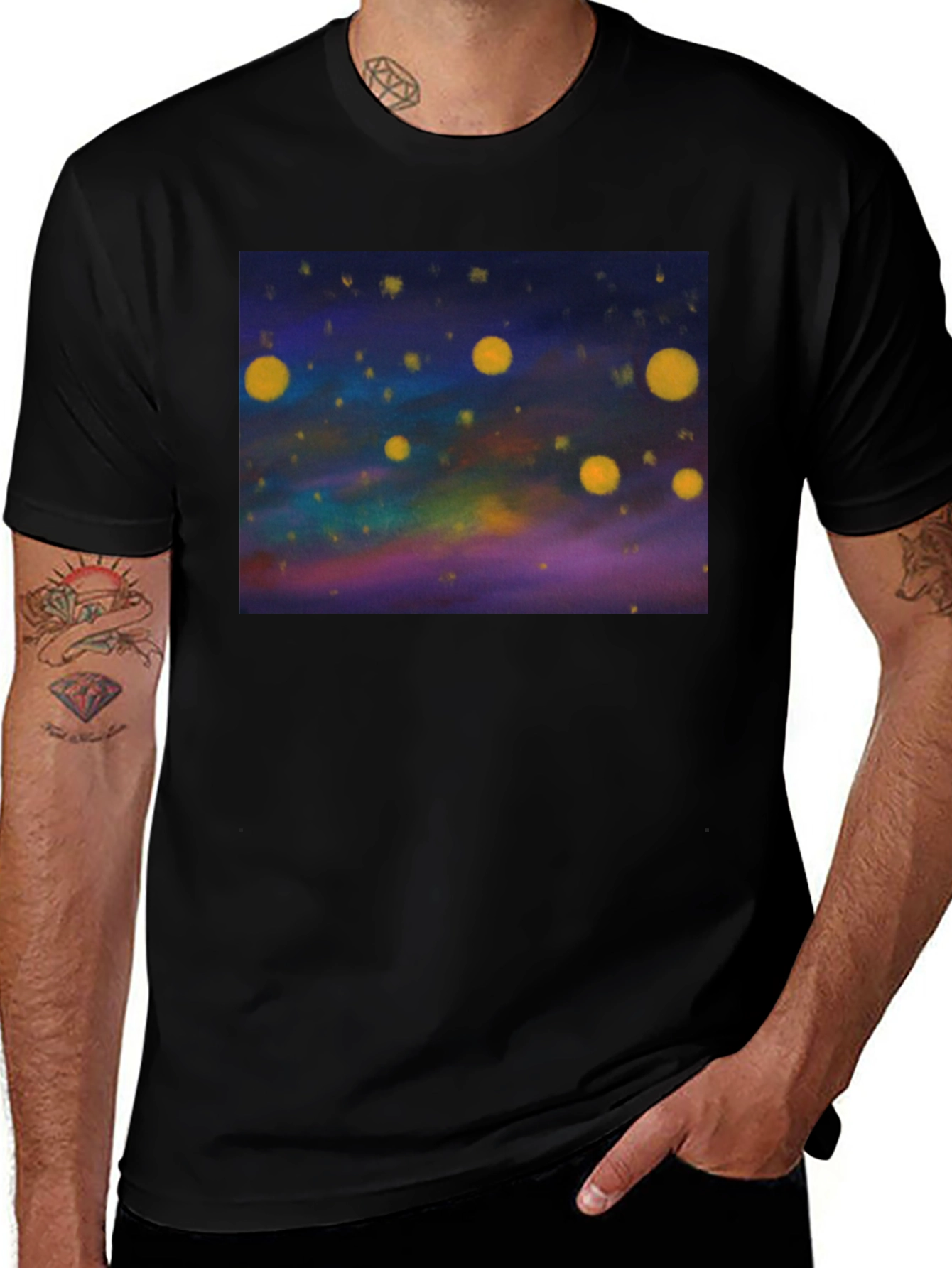 Variant 24 of Celestial Night Sky T-Shirt - Artistic Graphic Tee