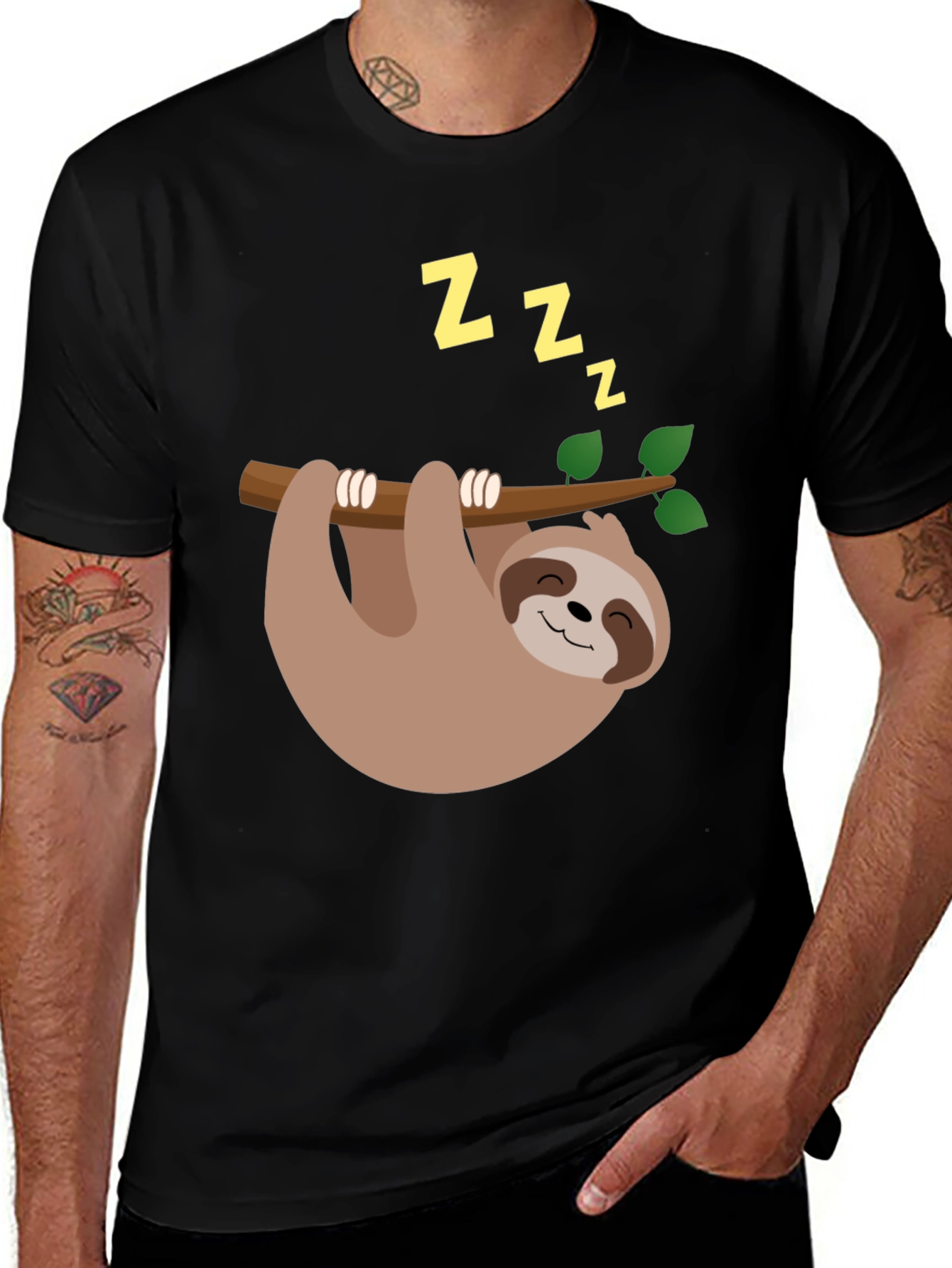 Variant 25 of Sleeping Sloth T-Shirt - Cute & Comfy Black Tee