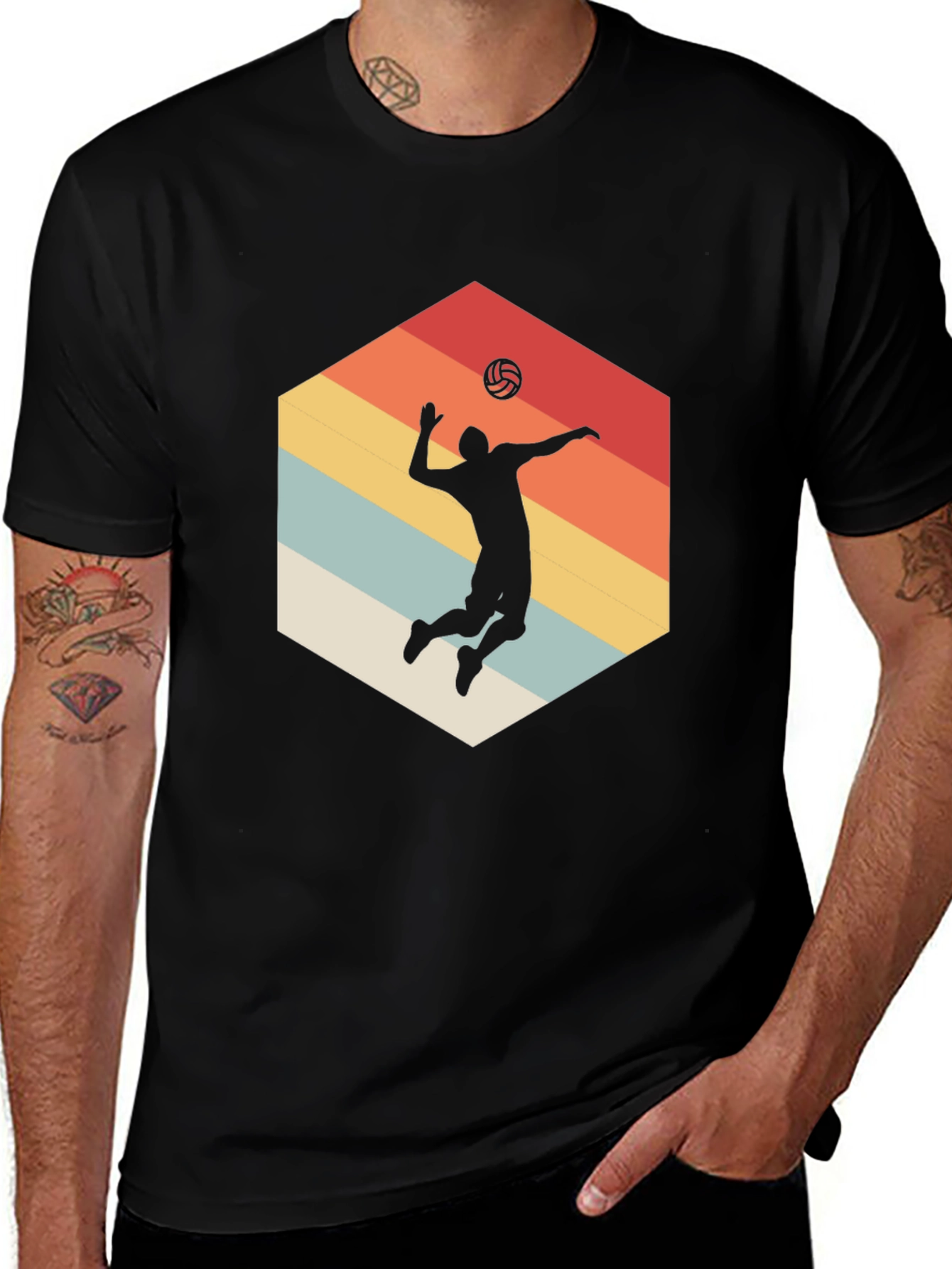 Variant 12 of Volleyball Silhouette Graphic Tee - Retro Style