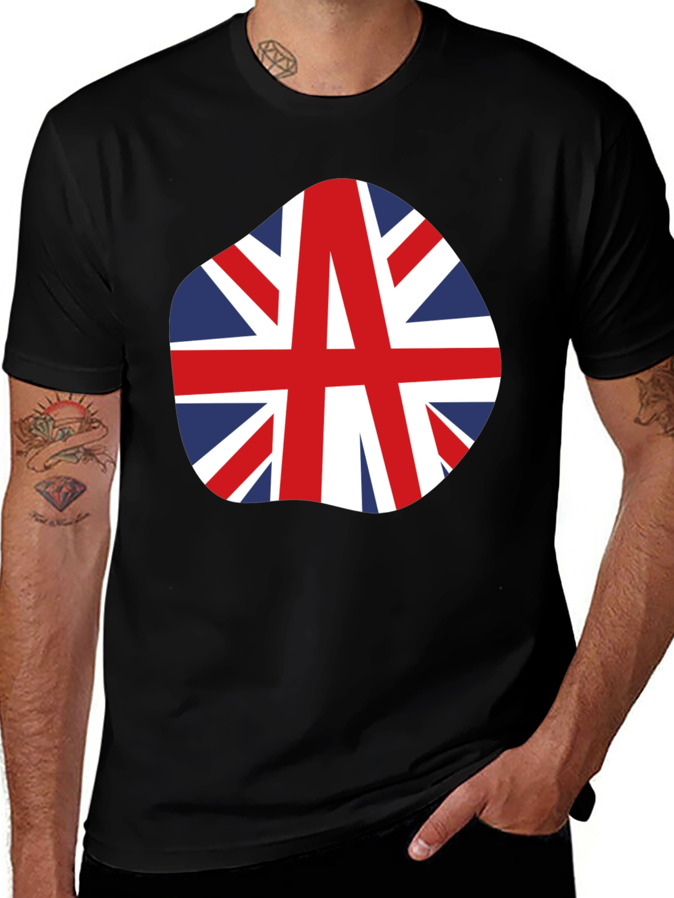 Variant 11 of Union Jack Print Graphic Tee - Black