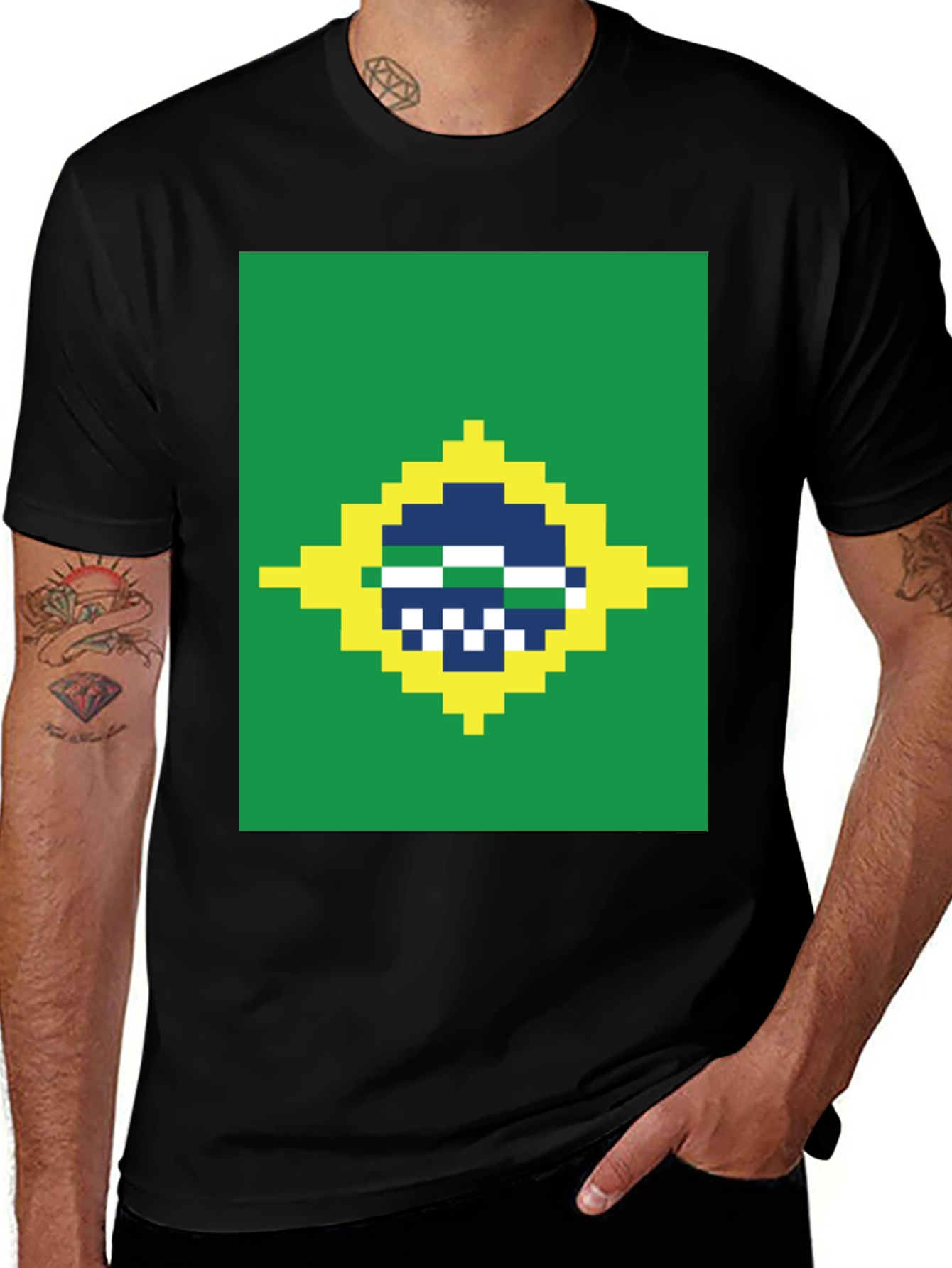Variant 8 of Pixel Brazil Flag Graphic T-Shirt