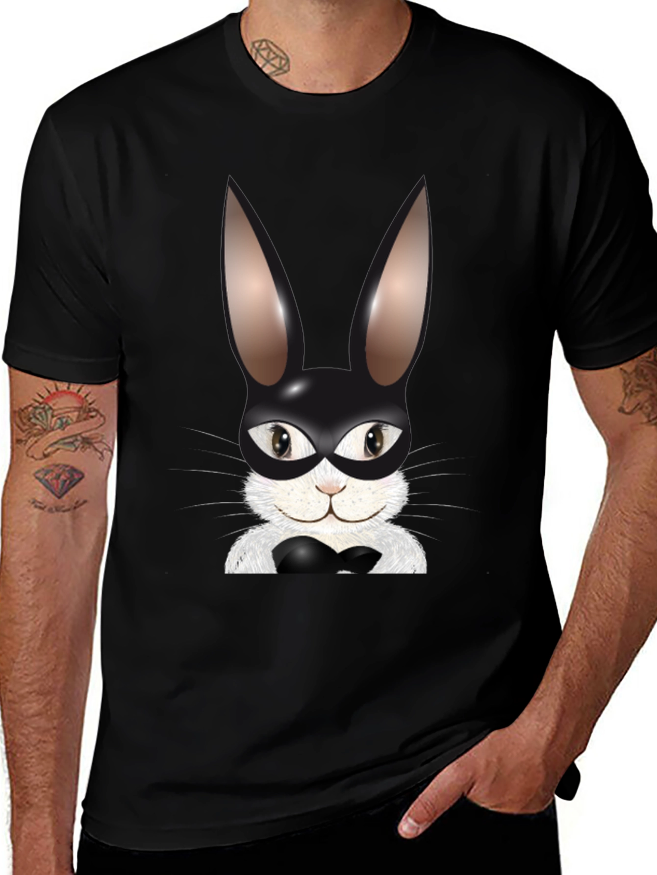 Variant 18 of Black Rabbit Graphic Tee - Masked Bunny T-Shirt