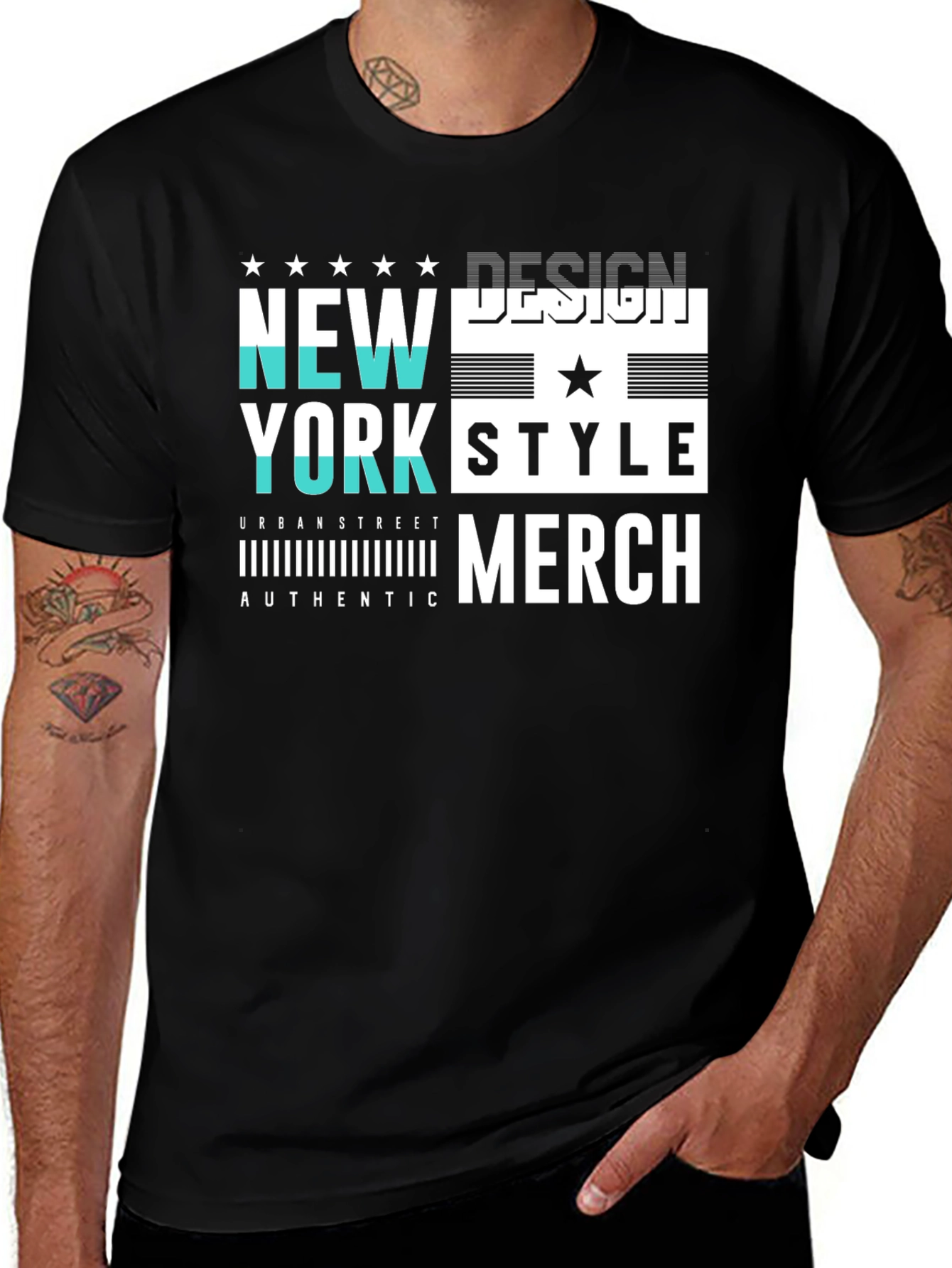 Variant 12 of New York Style Graphic Print Black T-Shirt
