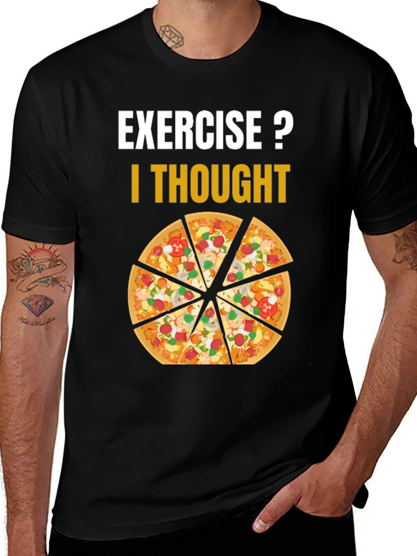 Variant 25 of Pizza Exercise T-Shirt Funny Graphic Tee