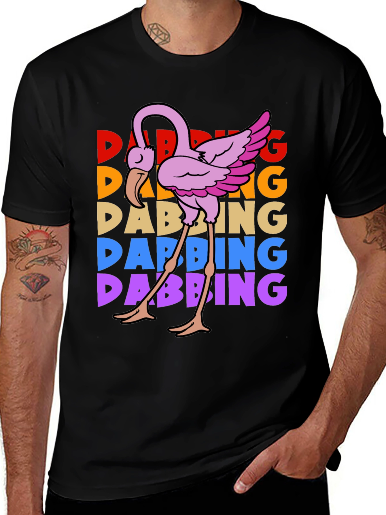 Variant 18 of Dabbing Flamingo Graphic Tee - Trendy & Fun!