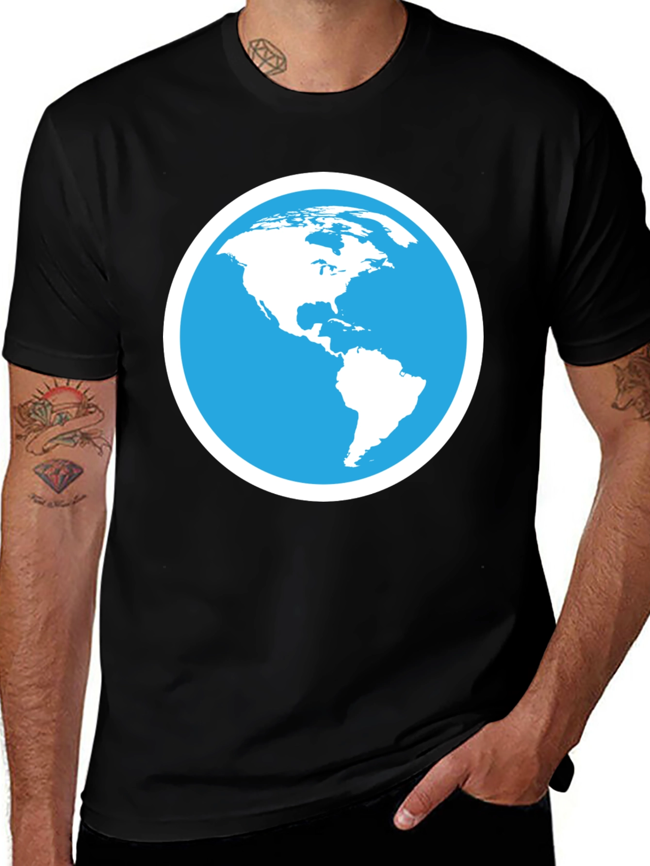 Earth Graphic Tee - Black Short Sleeve Crew Neck