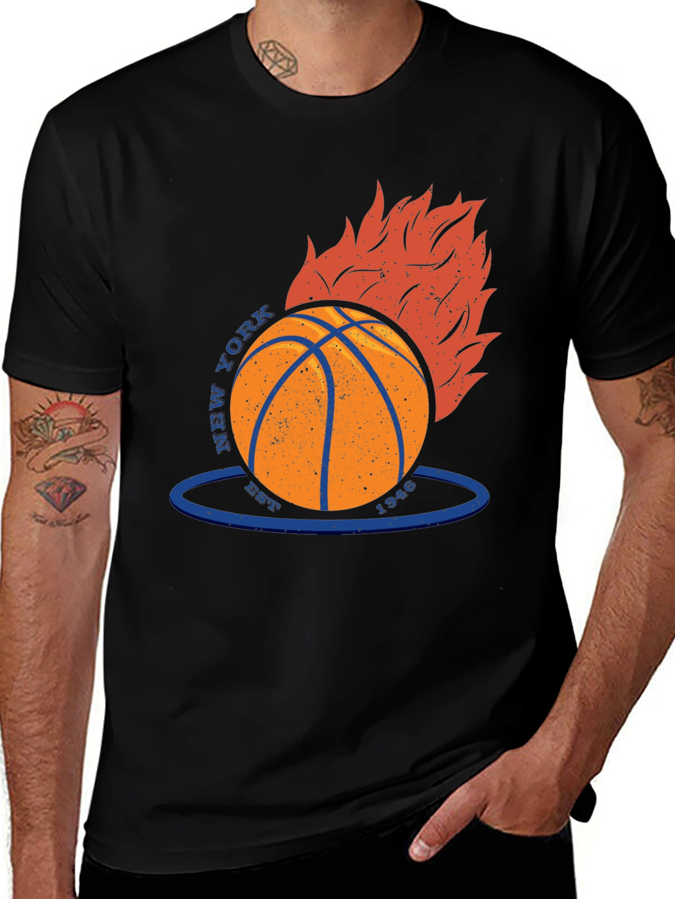 Variant 3 of New York Knicks Basketball Flame T-Shirt