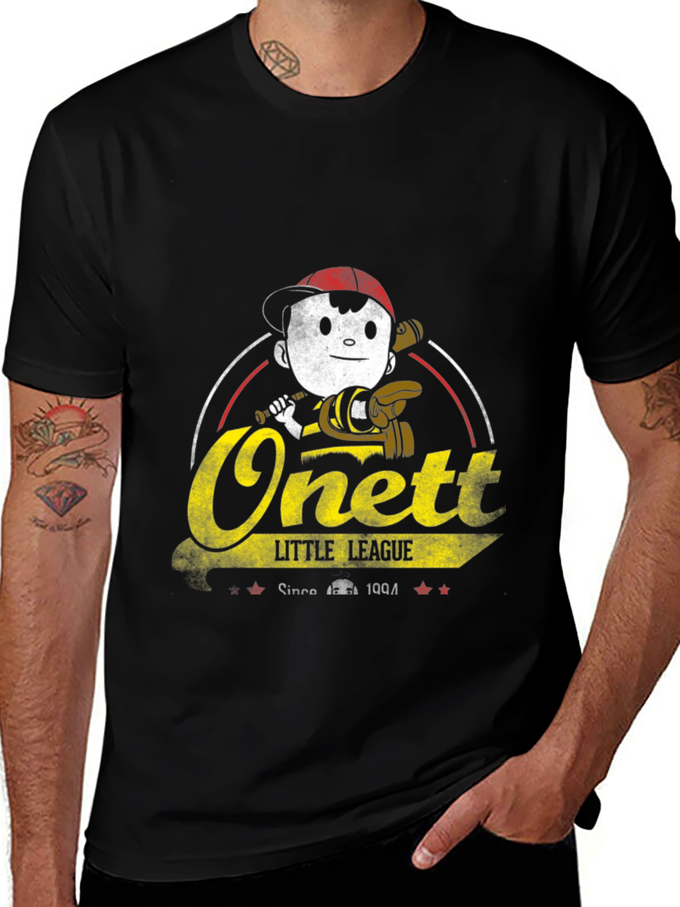 Variant 21 of Onett Little League Black Graphic T-Shirt